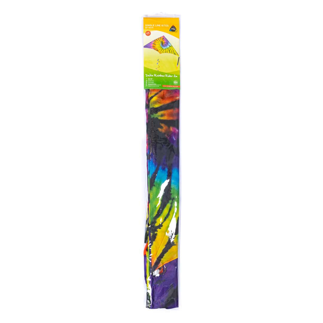 2M Delta Kite Rainbow Rider - Large Colorful Outdoor Kite for Kids & Adults - Perfect for Beach, Park & Windy Day Flying Adventures
