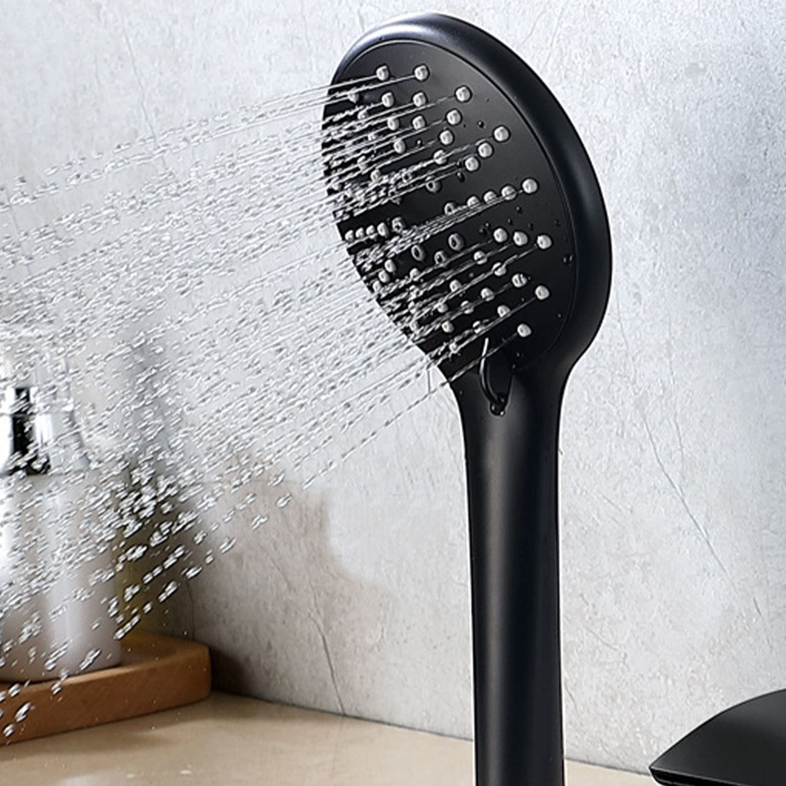 Matte Black Waterfall Bathtub Faucet with Hand Shower - 3 Hole Single Handle Tub Mixer Tap - Modern Brass Bathroom Shower Faucet for Spa-Like Relaxation and Luxurious Bathing Experience