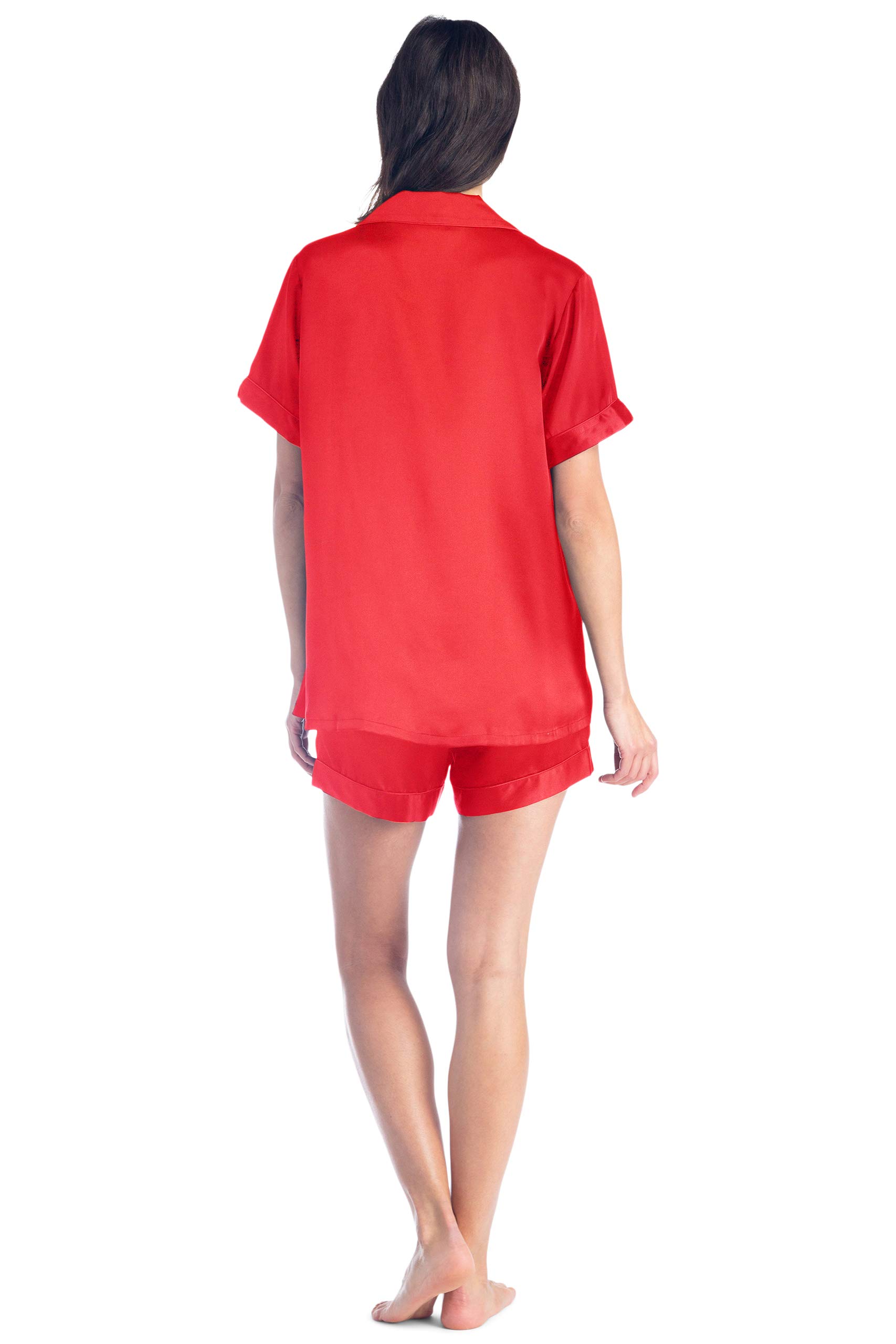 Fishers Finery Women's 100% Mulberry Silk Short Pajama Set - Soft & Breathable Short Sleeve Sleepwear for Summer Nights & Lounge Wear