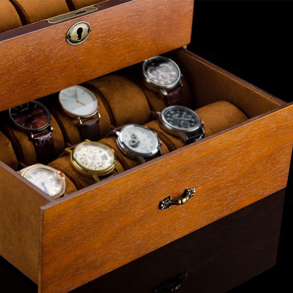 Premium 20-Slot Watch Box with Glass Lid - Luxury Wristwatch & Jewelry Display Case with Soft Pillows, Lockable Metal Lock - Perfect for Watch Collectors, Gift Presentation & Home Decor Storage