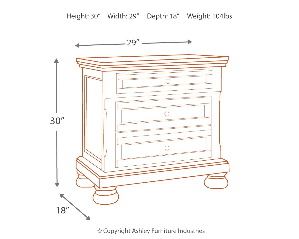 Flynnter Medium Brown Two Drawer Nightstand - Bedside Table for Bedroom, Living Room & Office - Compact Storage Solution with Two Spacious Drawers