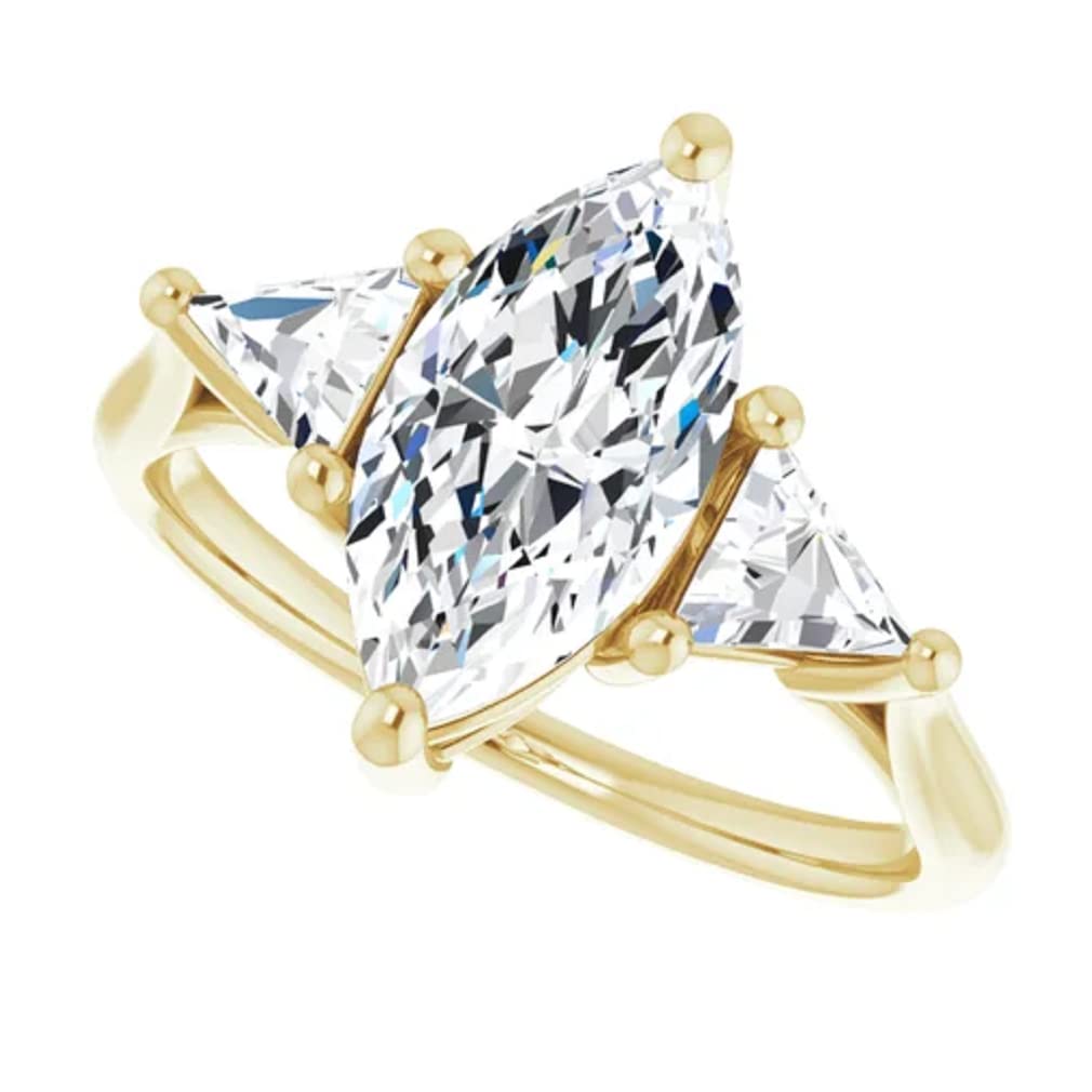 10K Solid Yellow Gold Handmade Marquise Cut Moissanite Engagement Ring - 1.0 CT Solitaire Wedding Band for Women, Bridal Proposal Ring | Perfect for Anniversary Gifts, Valentine's Day & Special Occasions