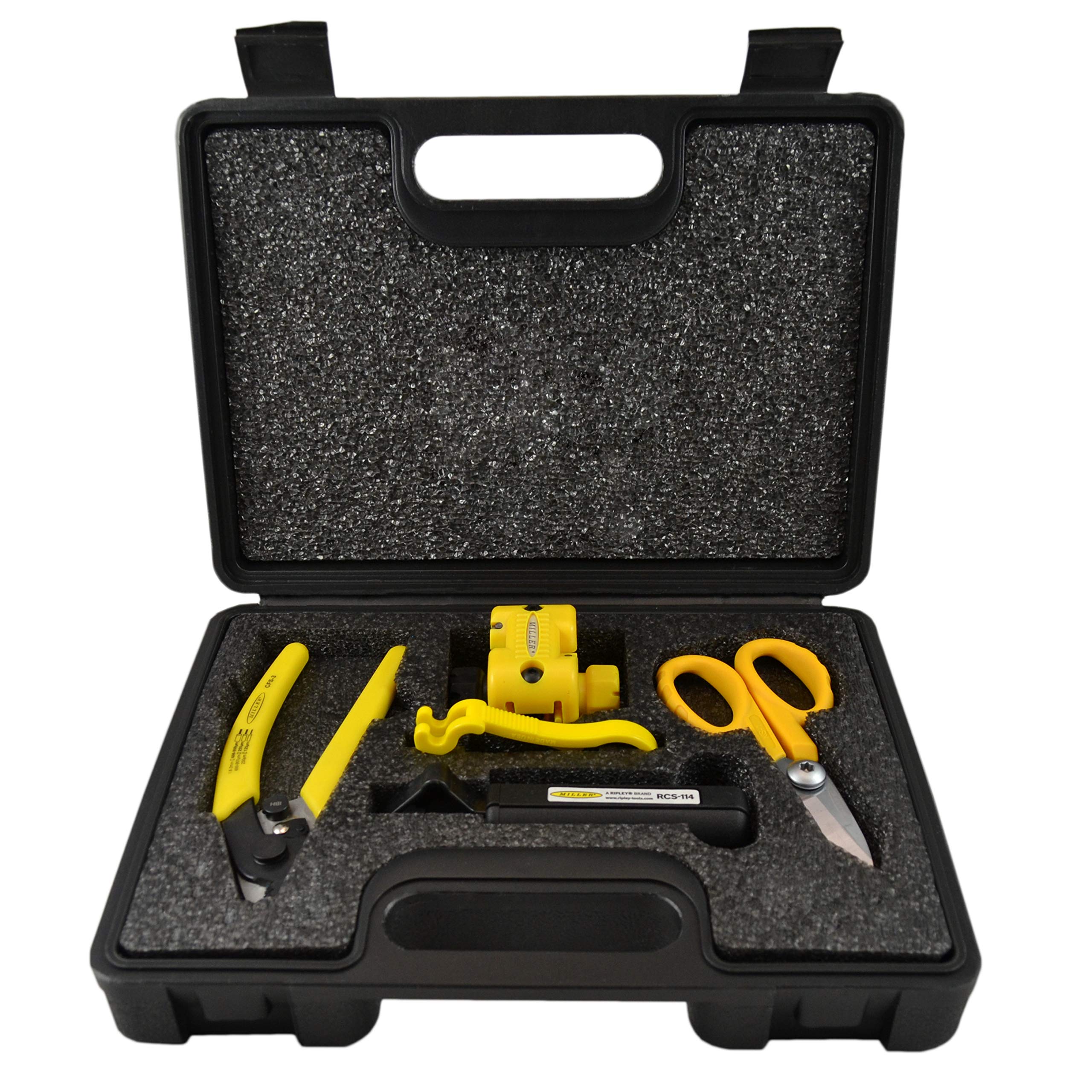 Miller MSAT All Access Fiber Optic Tool Kit - Cable Stripper, Kevlar Scissors, Buffer Tube Cutter for Hard Cable Jackets | Professional Fiber Optic Installation & Maintenance Tools for Telecom Technicians
