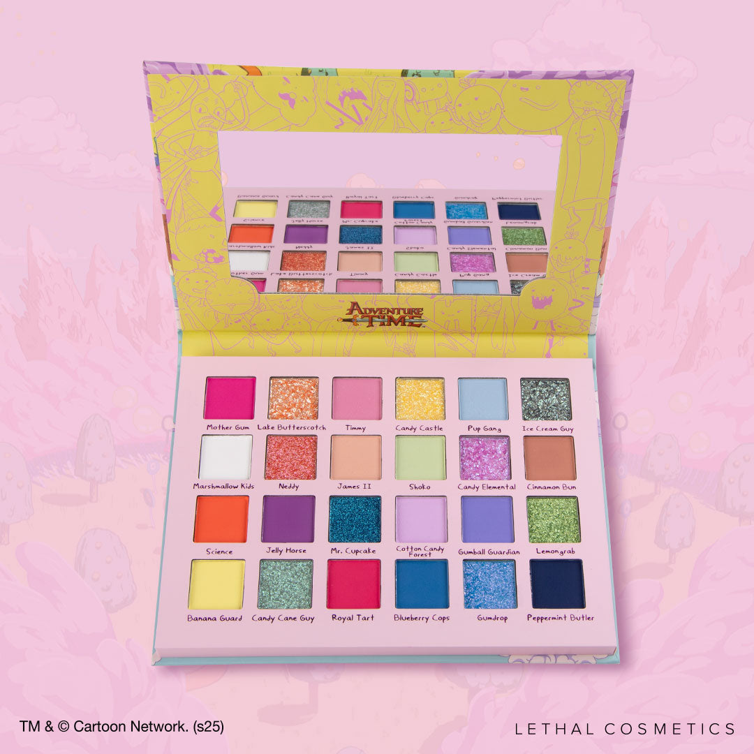 Adventure Time Candy Kingdom Eyeshadow Palette - 12 Vibrant Colors, Vegan & Cruelty-Free - Perfect for Cosplay, Halloween, and Everyday Makeup Looks