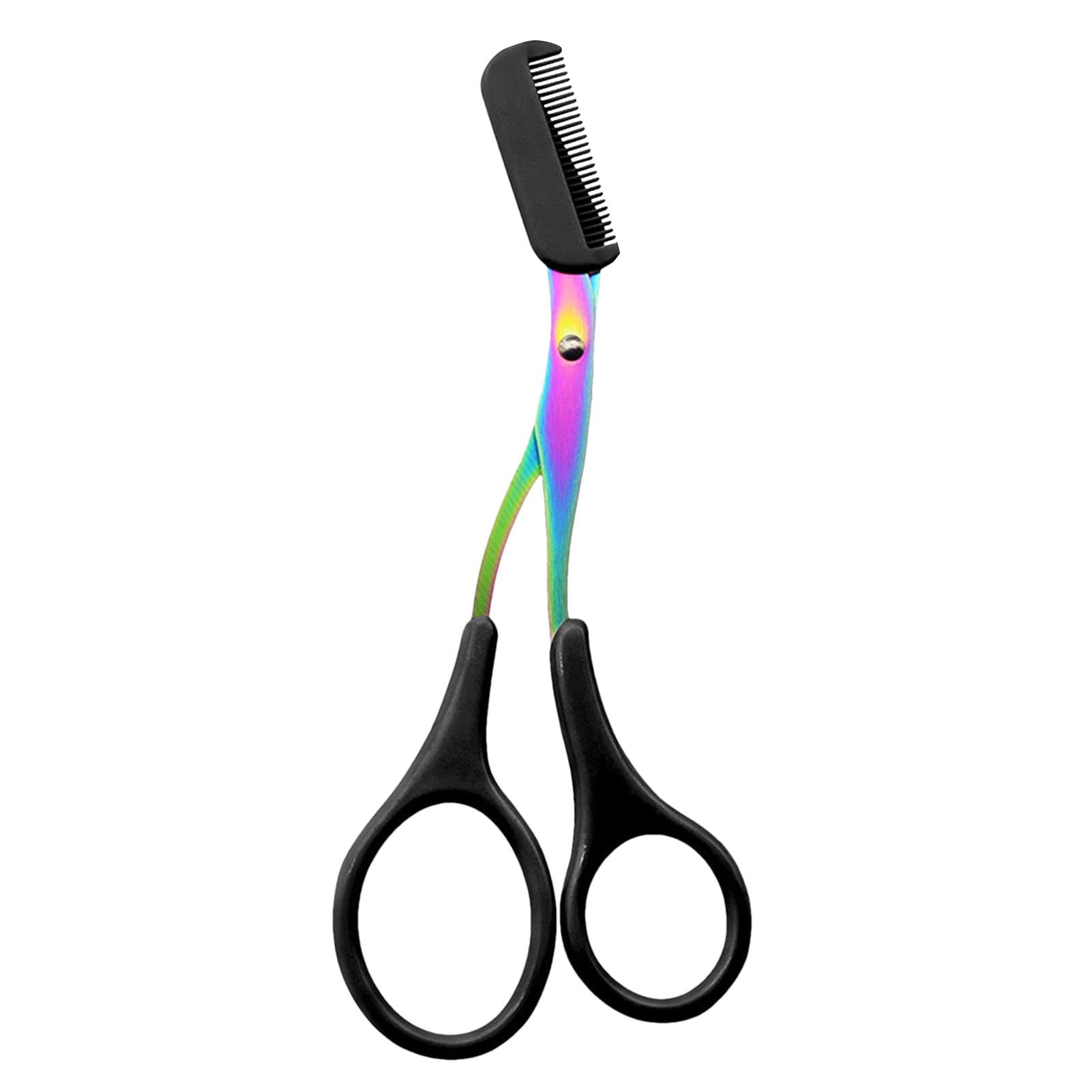 2024 Stainless Steel Eyebrow Scissors with Comb - Rustproof & Ergonomic Eyebrow Trimmer for Women & Men | Portable Grooming Tool for Precise Eyebrow Shaping at Home or Travel (Black)