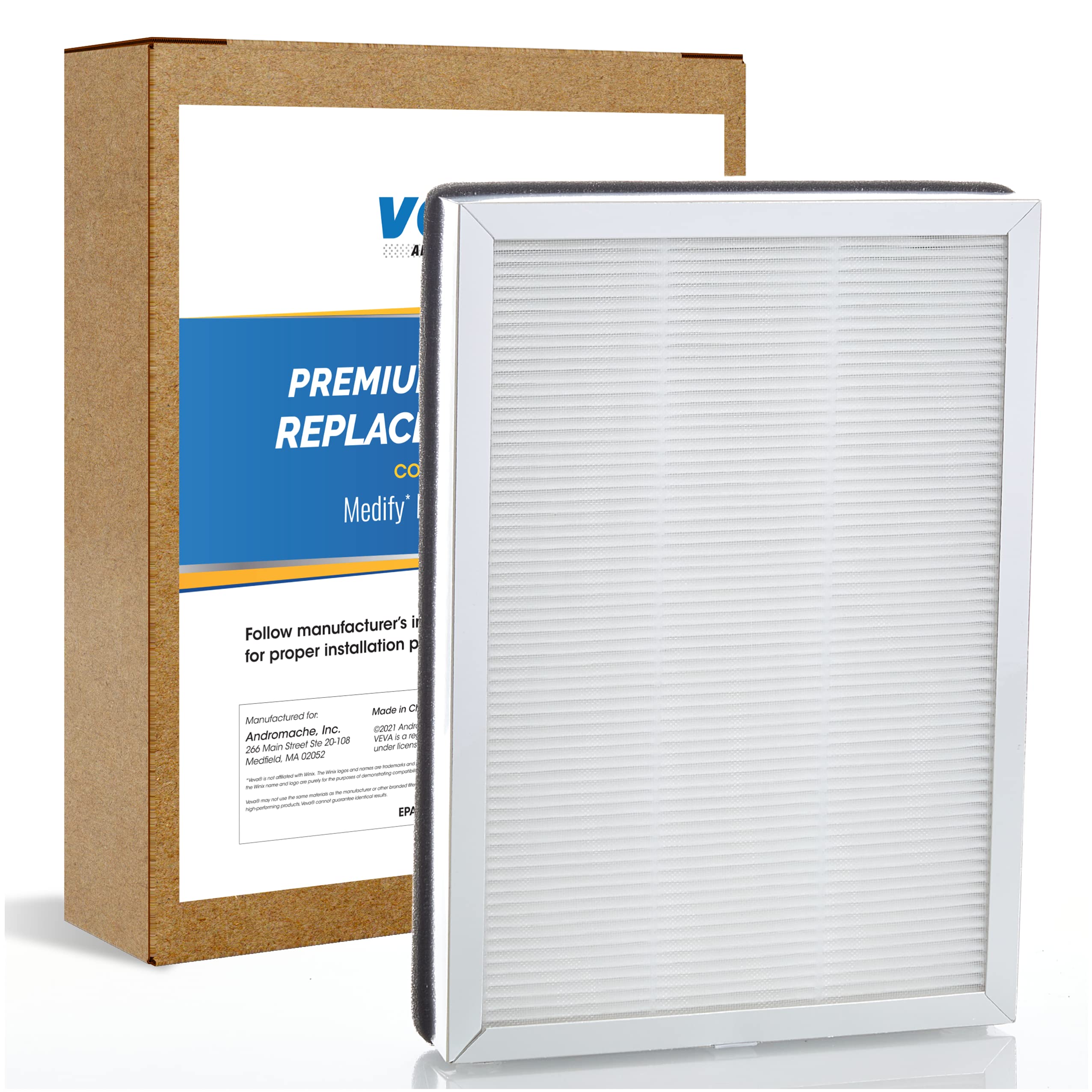 Veva HEPA Filter Replacement for Medify MA-25 Air Purifier - 99.97% Particle Removal with Honeycomb Carbon & Activated Charcoal - Home Air Cleaner Filter for Allergies, Dust, Pet Dander - Perfect for Bedrooms, Living Rooms & Offices