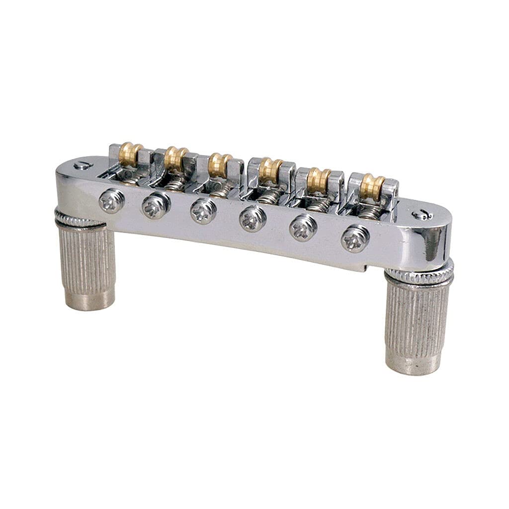 6 String Roller Saddle Bridge Tailpiece for LP Electric Guitar - Silver Guitar Parts | Perfect for Guitar Upgrades & Repairs | Ideal for Musicians & DIY Enthusiasts