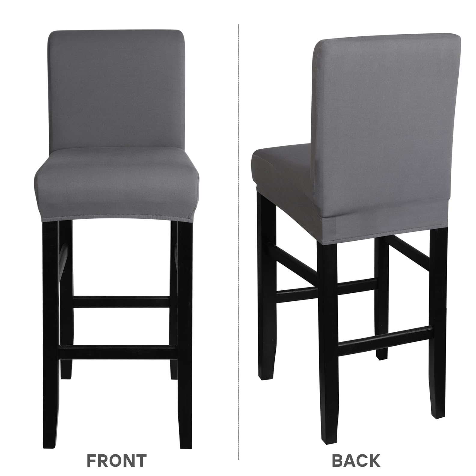 Stretch Washable Bar Stool Covers Set of 4 - Counter Height Seat Covers for Kitchen, Dining Room & Cafe - Pure Grey - Perfect for Home Decor & Restaurant Use