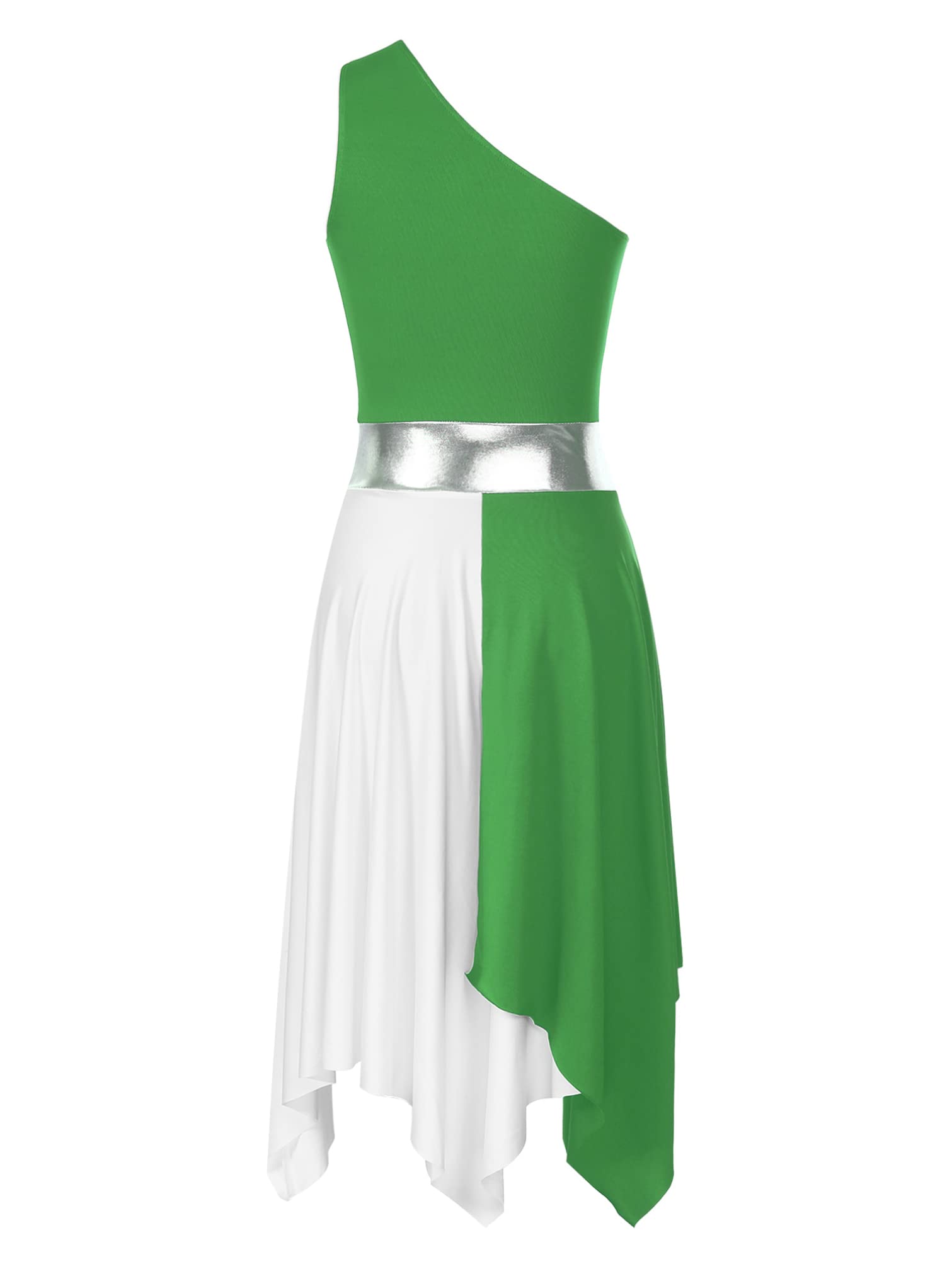 iiniim Women's Sleeveless Worship Dance Dress - Color Block Design with Asymmetrical Hem - Perfect for Liturgical Praise, Lyrical Dance & Church Performances