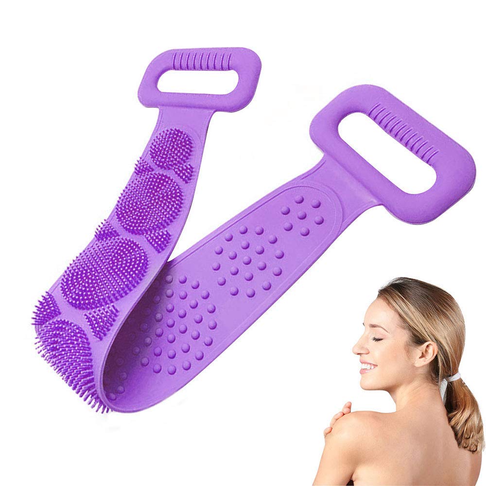 VYAKAT Double Sided Silicone Back Scrubber for Shower - Exfoliating Body Brush for Deep Cleaning Back Acne & Bacne - Long Handle Back Scrubber for Women & Men - Perfect for Sensitive Skin & Hard-to-Reach Areas