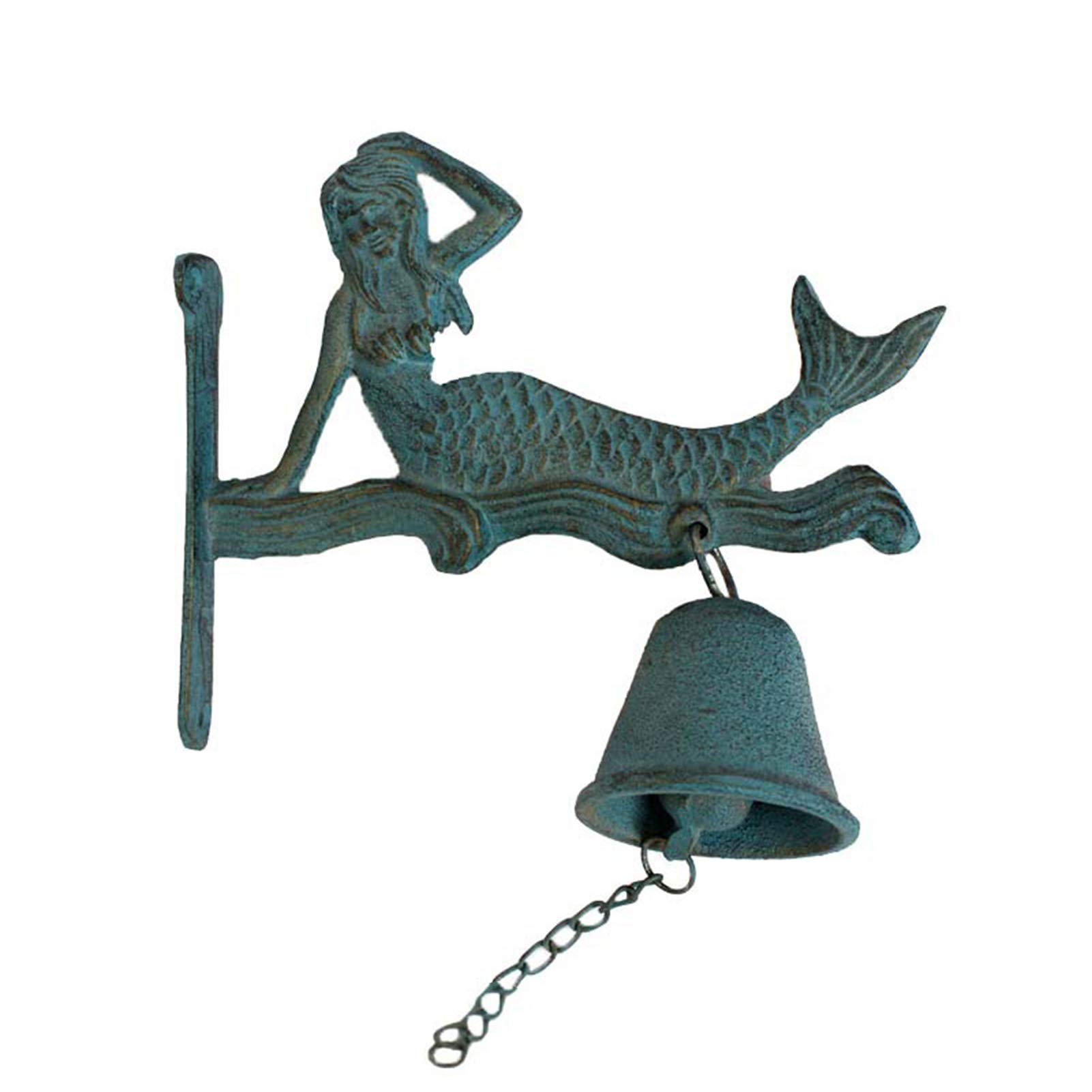 BEFASYY Exquisite Mermaid Wind Chimes - Handcrafted Cast Iron Hanging Bells for Home & Garden Decor, Ocean Blue Color, Perfect for Beach House, Coastal Decor, and Outdoor Wall Decorations