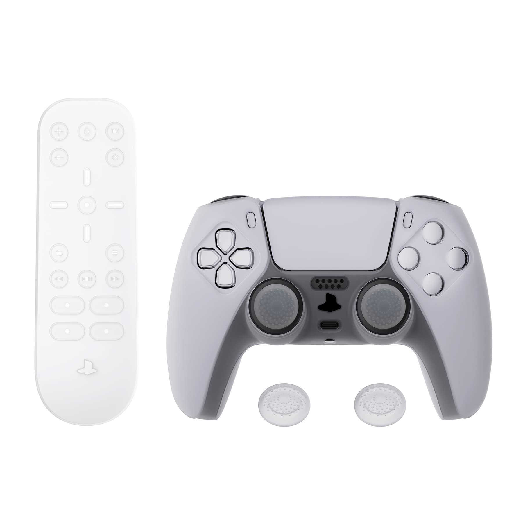 PlayVital Anti-Slip Silicone Cover for PS5 Controller - Protective Case for PS5 Remote Control - Clear White - Perfect for Gaming, Streaming & Long Play Sessions