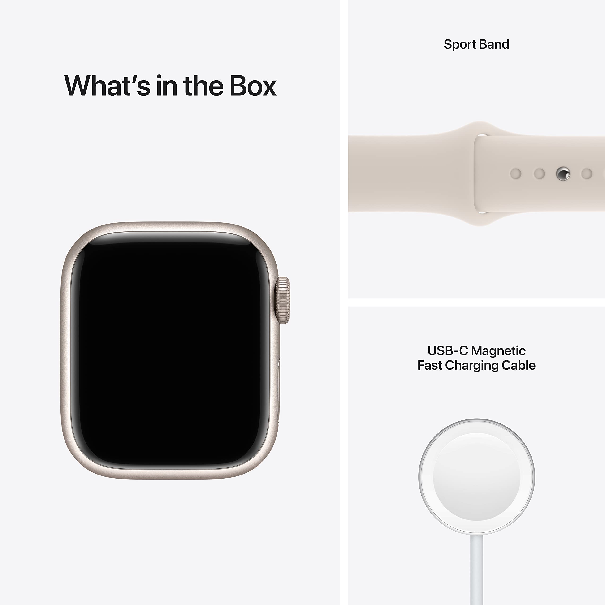 Refurbished Apple Watch Series 7 GPS 41mm - Starlight Aluminum Case with Sport Band | Fitness Tracker, Heart Rate Monitor & Water Resistant Smartwatch for Running, Swimming & Daily Use
