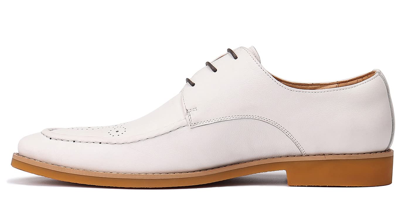 Men's White Lace-Up Oxford Dress Shoes - Modern Formal Shoes for Business, Wedding & Office Wear