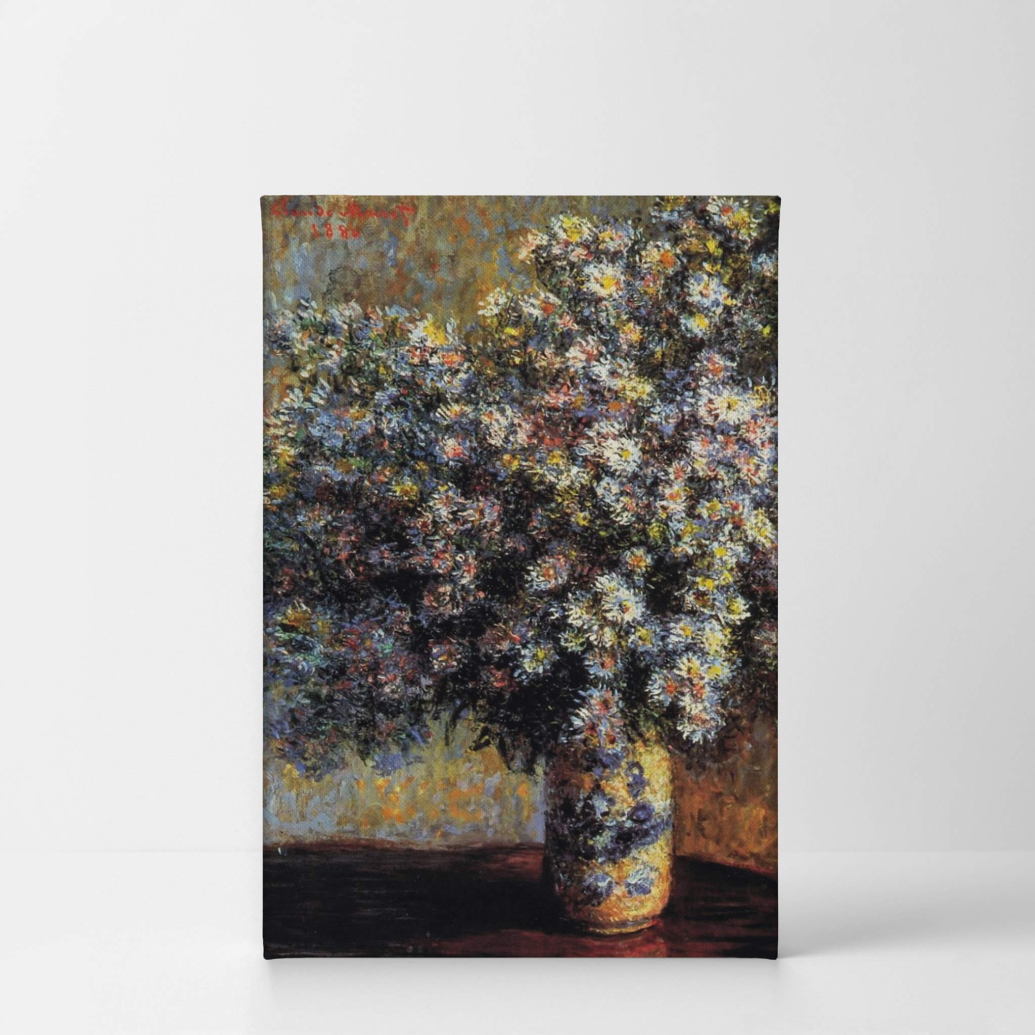 Claude Monet Asters Canvas Wall Art Print - Famous Oil Painting Reproduction, Modern Home Decor, Ready to Hang (36x24) - Perfect for Living Room, Bedroom & Office Decoration | Made in USA