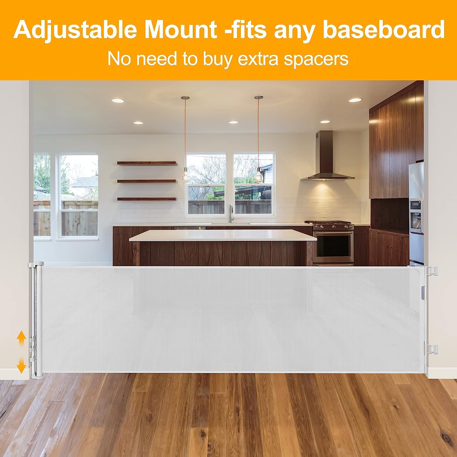 180 Inch Extra Wide Retractable Baby & Pet Gate - Indoor/Outdoor Safety Barrier for Doorways, Stairs, Hallways - Light Gray (Ideal for Homes with Dogs, Cats, Toddlers)