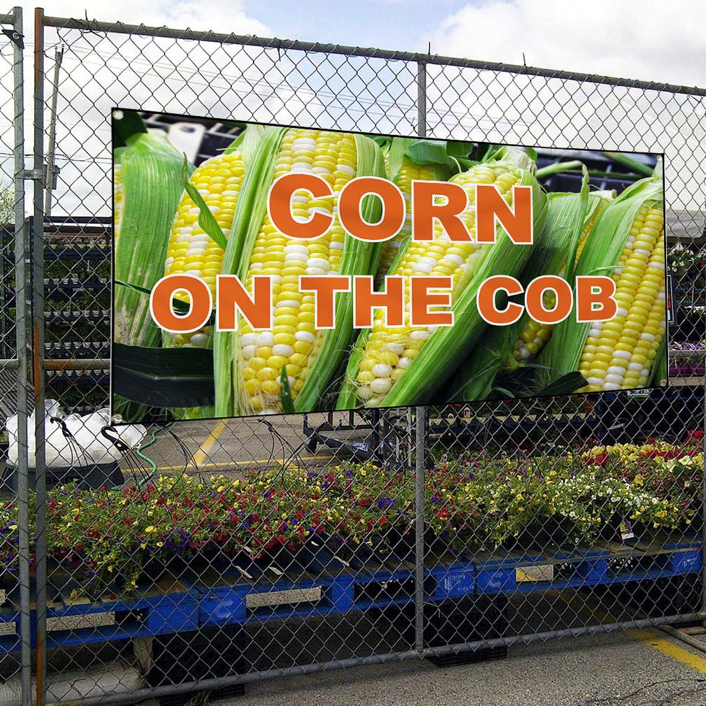 Corn on the Cob Vinyl Banner - 16x40in Outdoor Advertising Sign with Grommets for Festivals & Markets