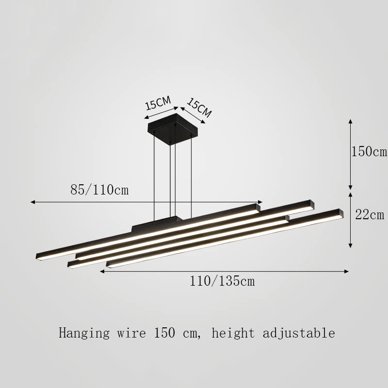 Modern Black Nordic Chandelier - Dimmable LED Hanging Light Fixture for Restaurant, Bar Counter & Living Room | Aluminum Minimalist Design with Designer Style Lighting | Perfect for Dining Areas, Home Decor and Commercial Spaces