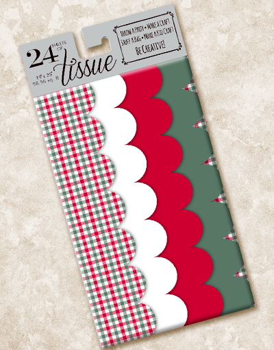 Festive Christmas Checks Scalloped Tissue Paper - Holiday Gift Wrapping, Party Decorations & DIY Craft Projects