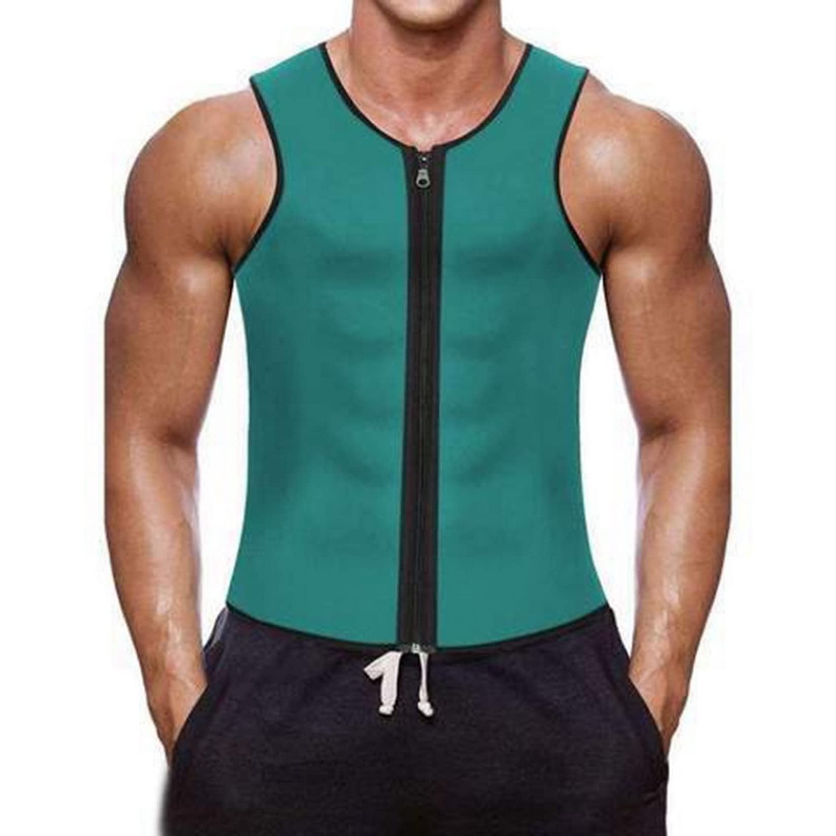 EBRICON Men's Body Shaper Vest - Waist Trainer & Sauna Belt for Weight Loss, Workout & Sweat - Adjustable Zipper Shapewear for Tummy Control - Perfect for Gym, Running & Daily Wear