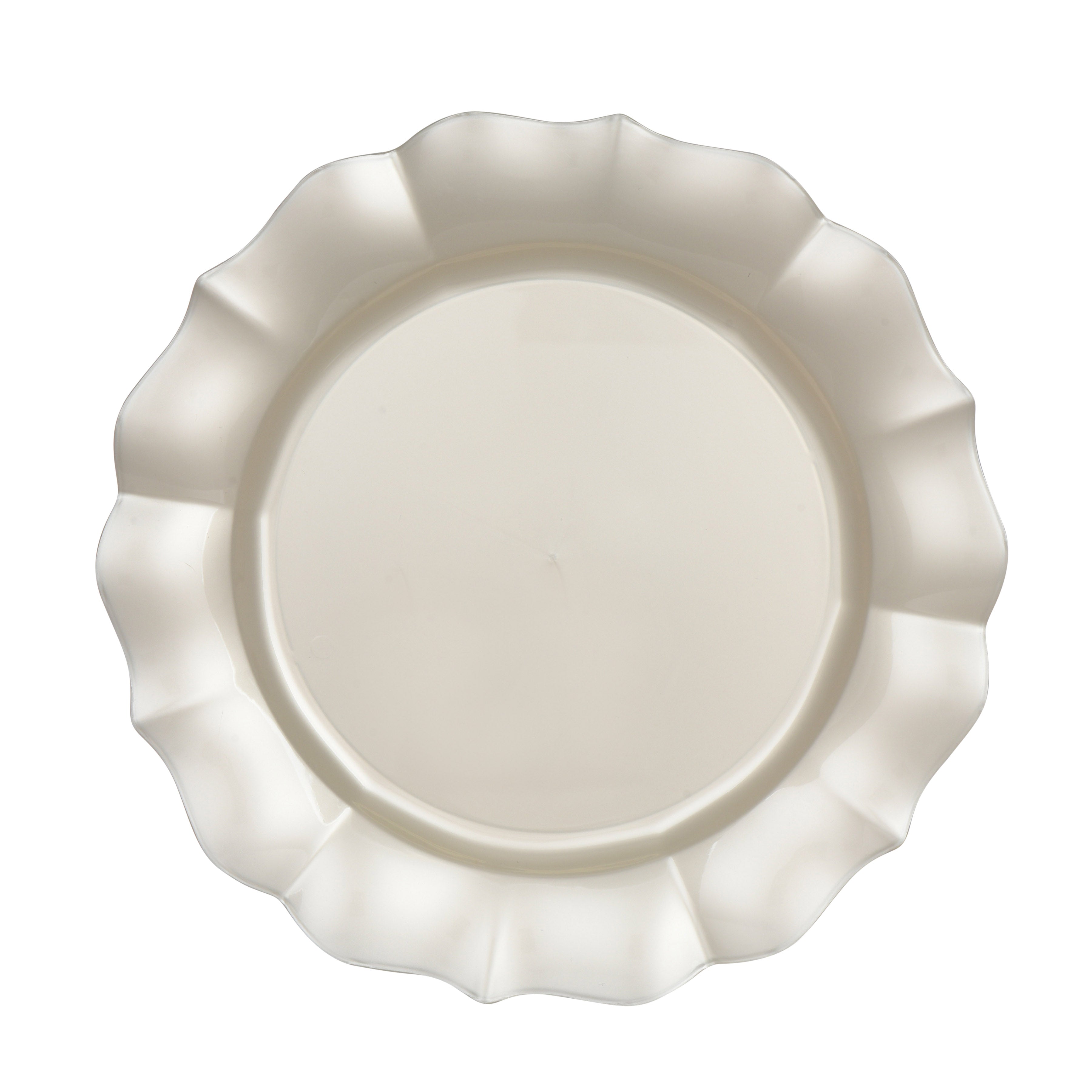 Elegant Pearl Round Plastic Plates with Scalloped Edge - Perfect for Wedding, Party, and Special Occasions