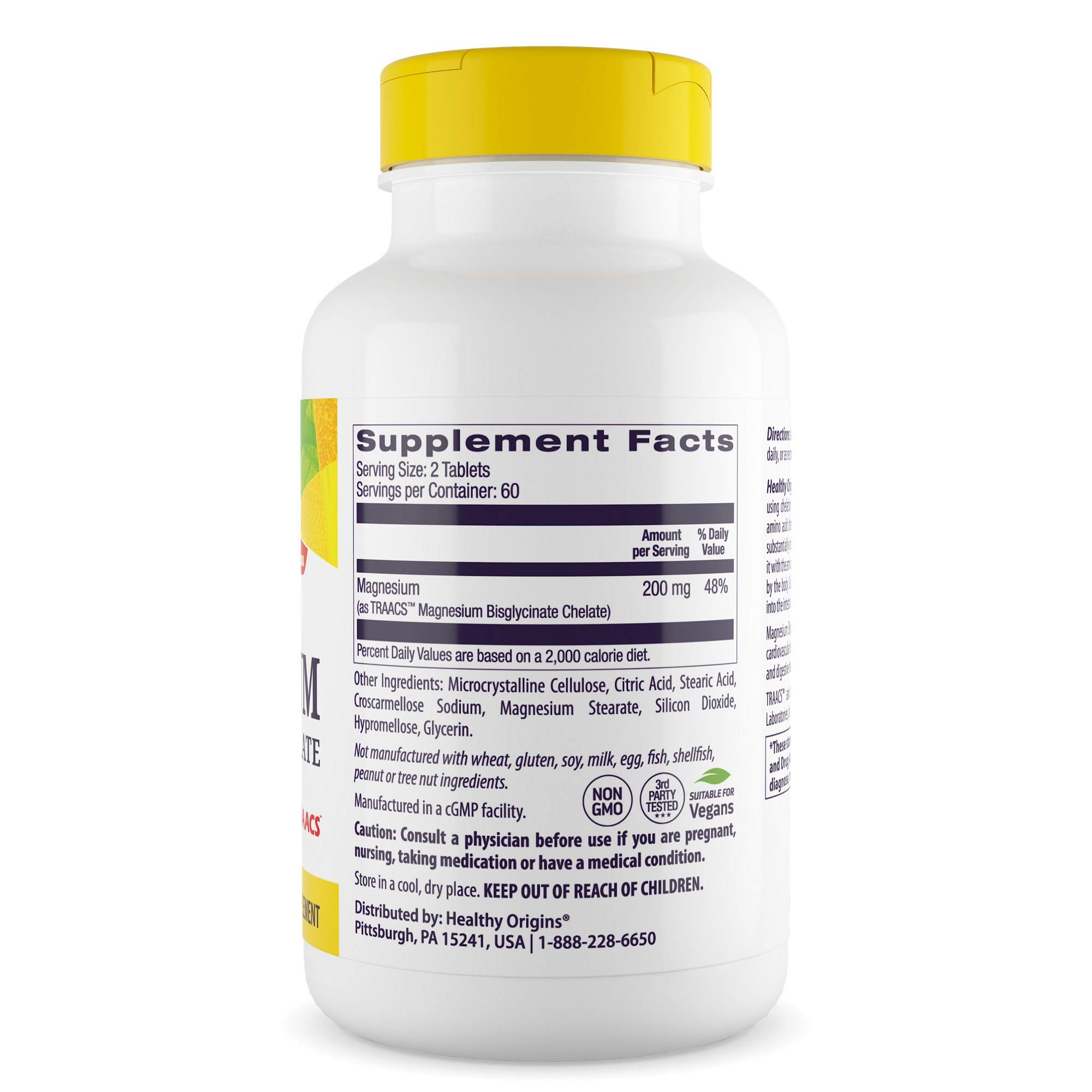 Healthy Origins Magnesium Bisglycinate Chelate 120 Capsules | High Absorption Chelated Magnesium Supplement for Sleep, Muscle & Nerve Support | Vegan, Non-GMO, Gluten-Free | Stress Relief & Relaxation Aid