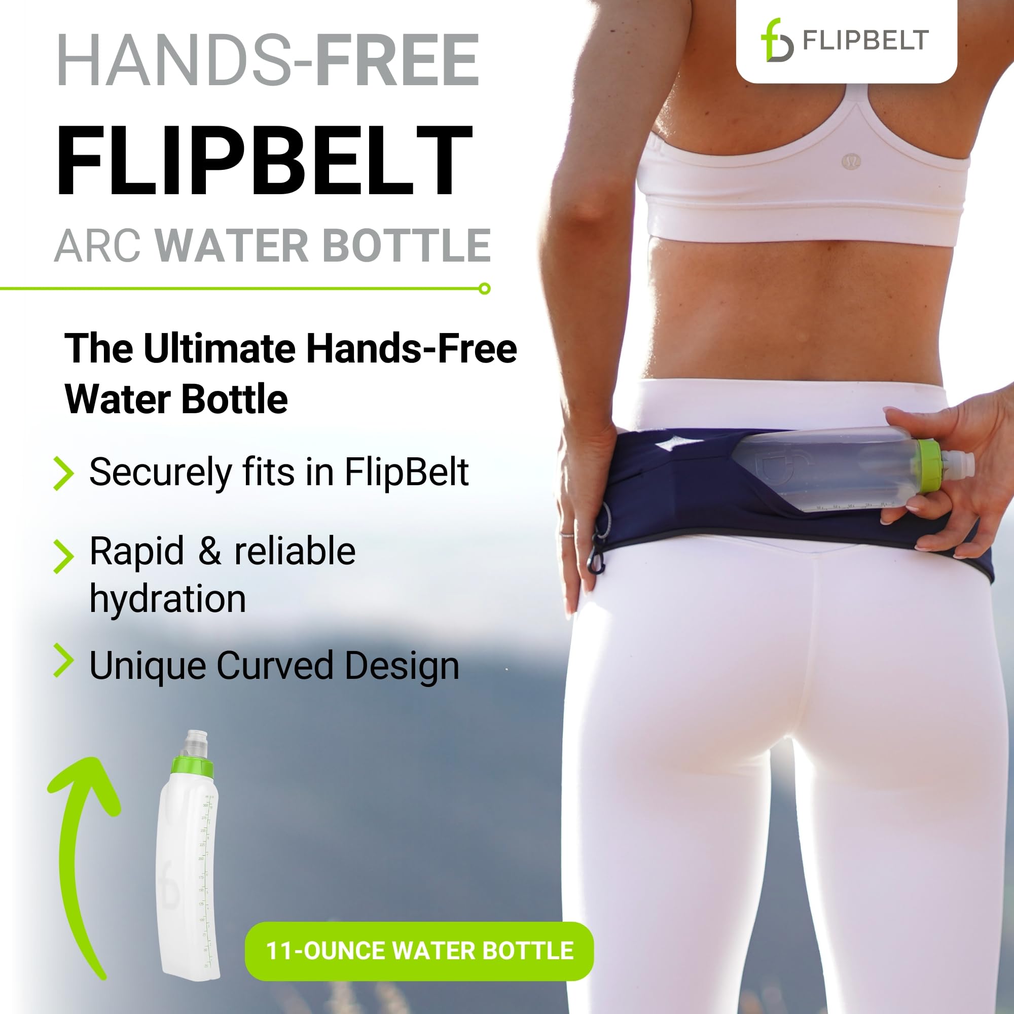 FlipBelt Running Water Bottle - Lightweight & Portable Hydration Pack for Jogging, Hiking & Gym Workouts - Hands-Free Fitness Accessory for Active Lifestyles
