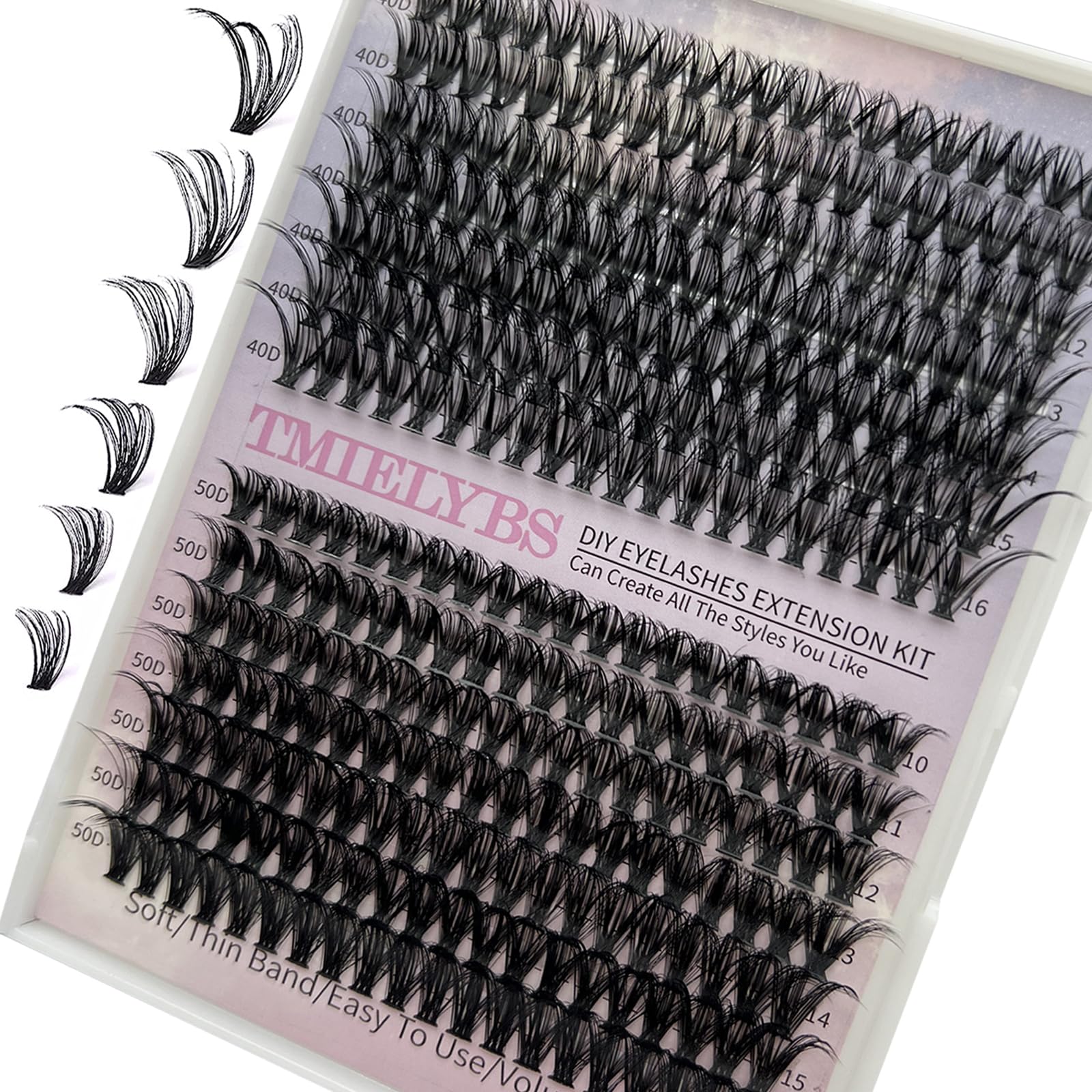 280Pcs DIY Lash Clusters - 40D & 50D Mix, 10-16MM Wispy Fluffy Individual Eyelash Extensions with C/D Curl & Thin Band for Natural Look | Perfect for Home Use, Parties & Special Occasions by TIMELABS