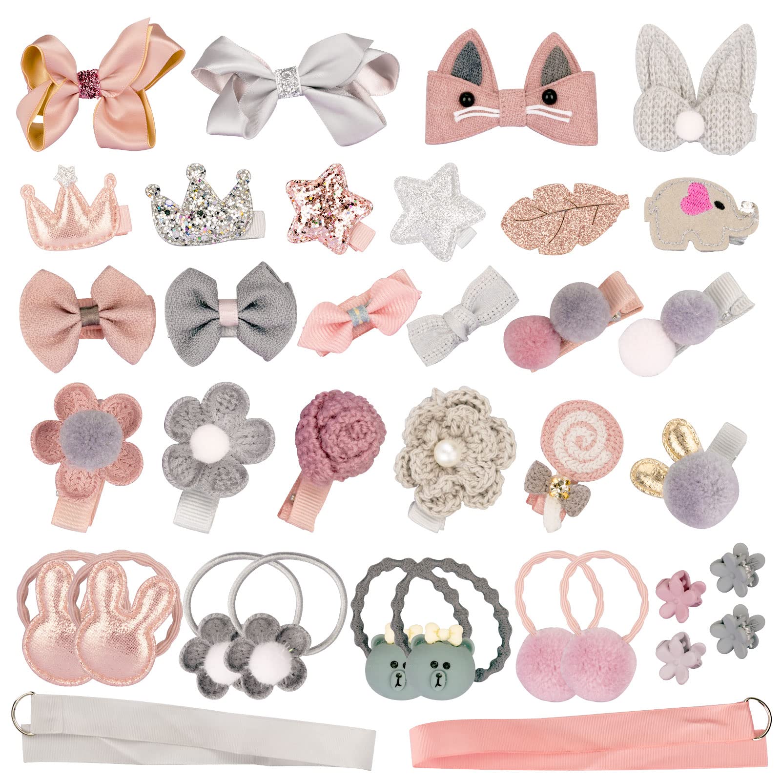 36 Pcs Kids Hair Clips & Hair Ties Set - Cute Hair Barrettes & Headbands for Baby Girls - Perfect for School, Parties & Daily Styling