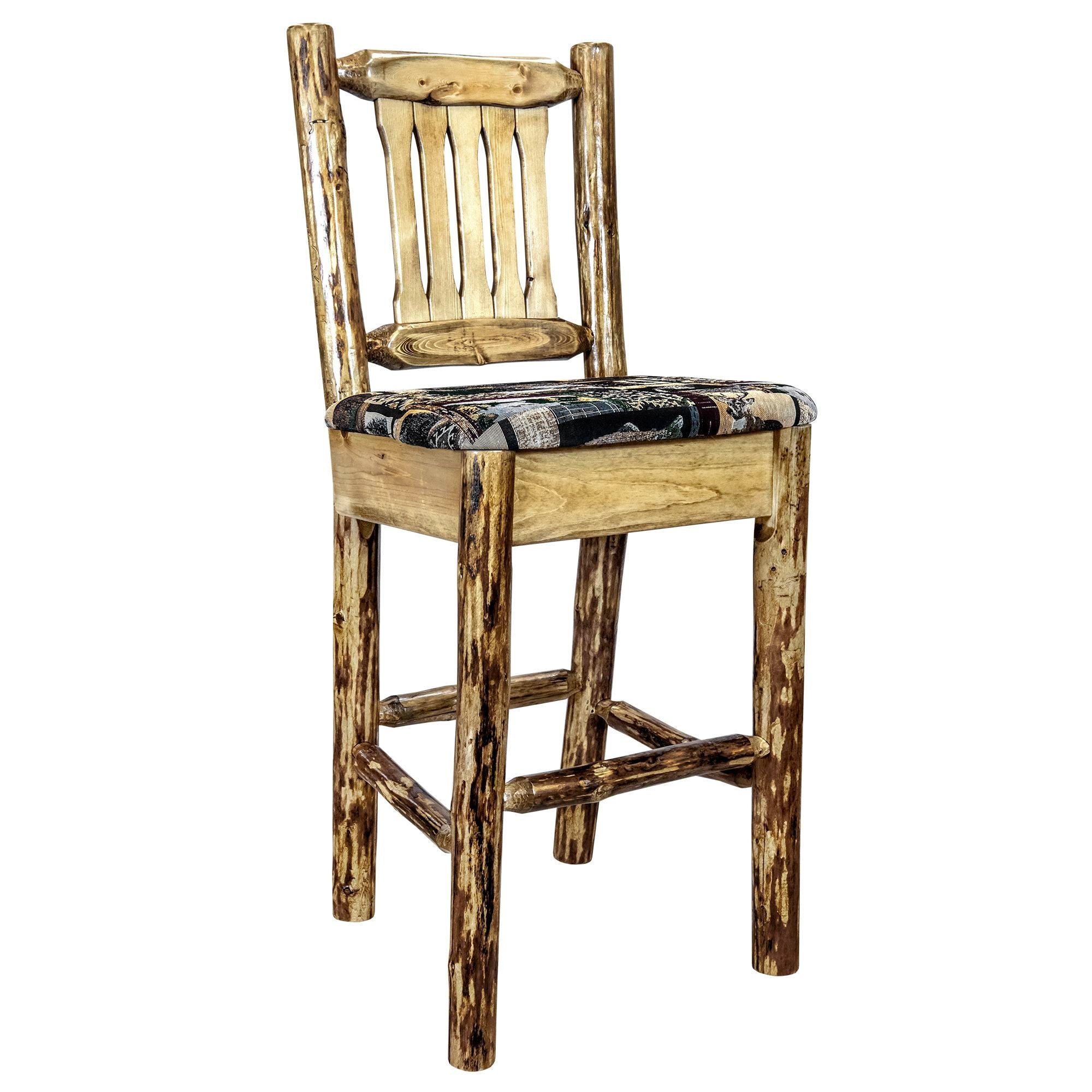 Glacier Country Counter Height Barstool with Woodland Upholstery - Perfect for Kitchen Islands, Breakfast Nooks & Home Bars