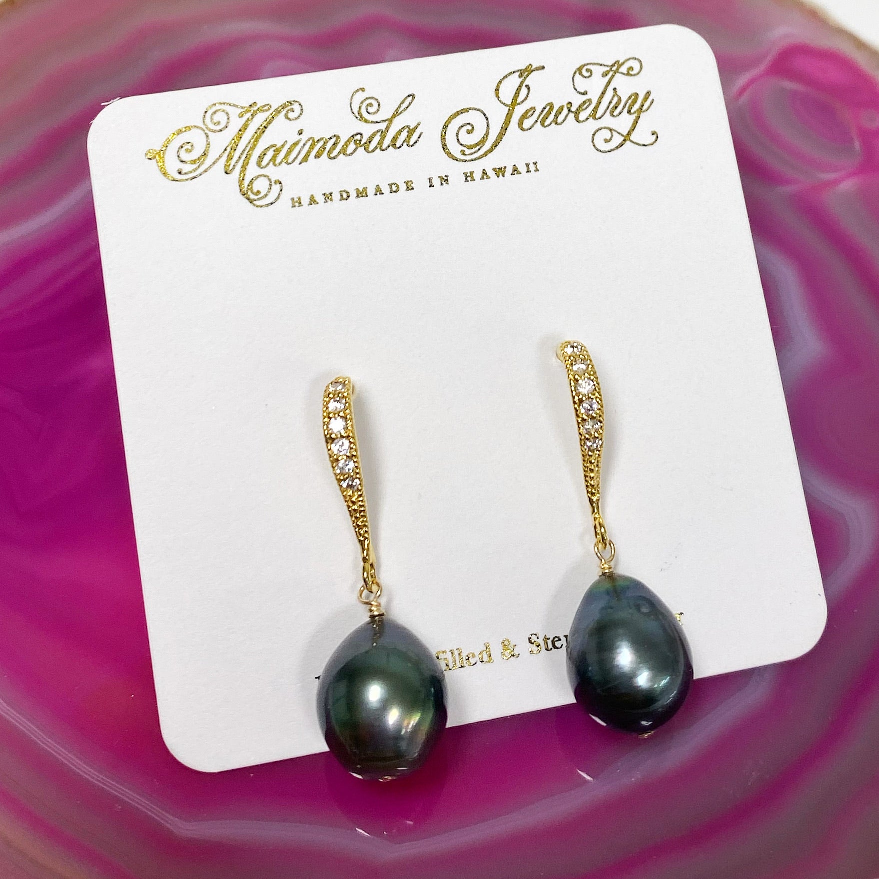 Exquisite Tahitian Pearl Earrings (E450) - Handcrafted Jewelry for Women, Perfect for Weddings, Parties & Special Occasions