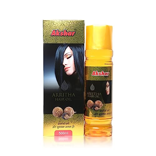 Akshar Areetha Hair Oil with Areetha Extract - Promotes Hair Growth, Reduces Hair Fall & Strengthens Dull Hair (450ml) - Perfect for Daily Scalp Massage & Natural Hair Care Routine