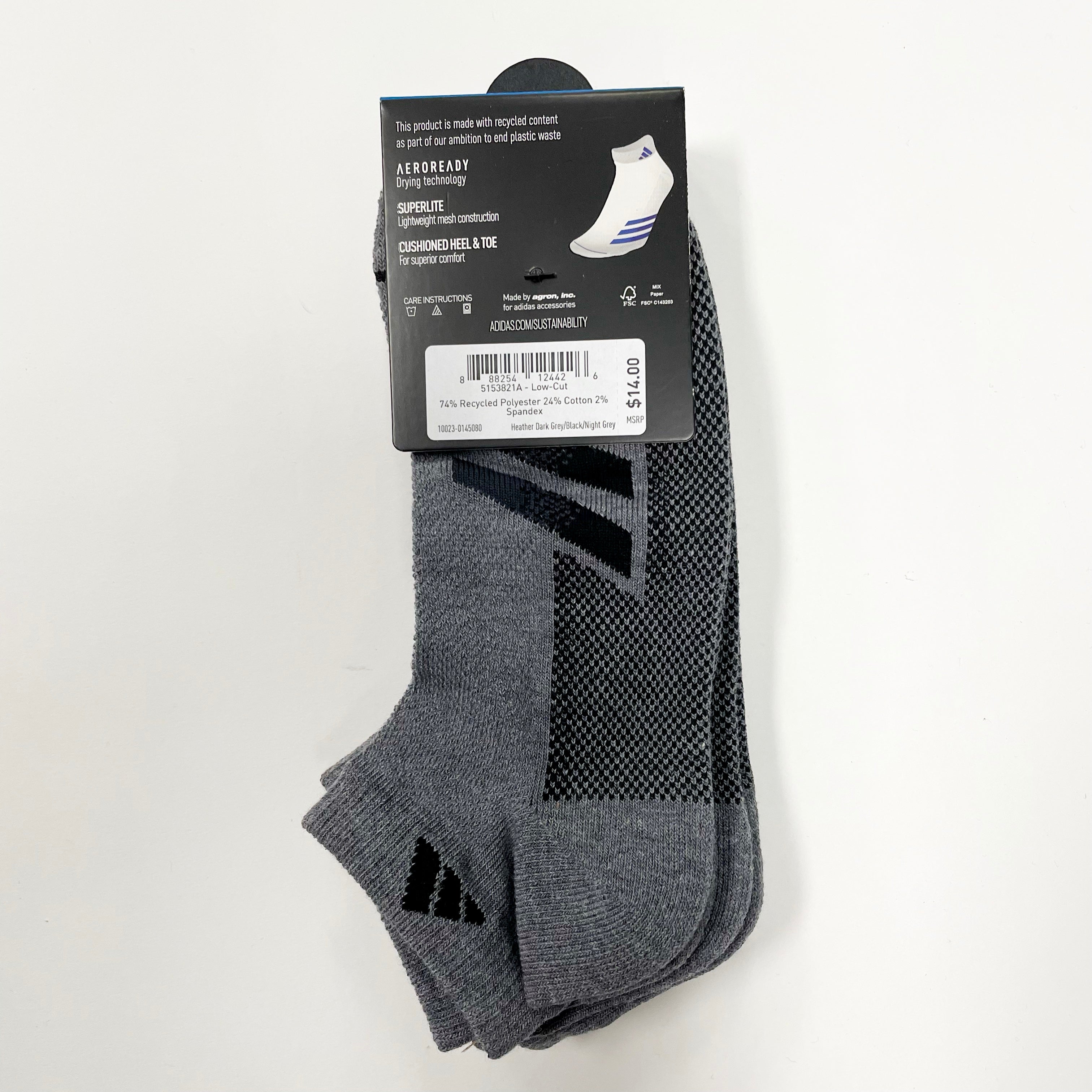 Adidas Men's Superlite Low Cut Socks - 3 Pack for Running, Gym & Everyday Comfort