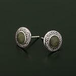 Biddy Murphy Irish Connemara Marble Sterling Silver Round Stud Earrings for Women | Handmade in Ireland | Traditional Celtic Knot Design | Perfect for St. Patrick's Day, Weddings & Special Occasions
