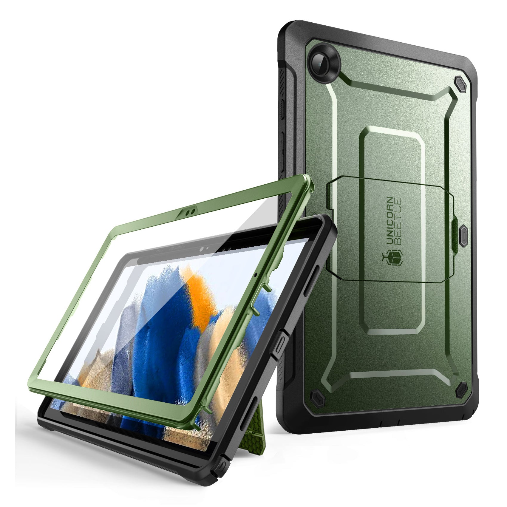 Samsung Galaxy Tab A8 10.5 Inch Tablet Case (2022 Model) - Unicorn Beetle PRO Heavy Duty Full Body Protective Cover in Dark Green | Perfect for Kids, Travel & Outdoor Use