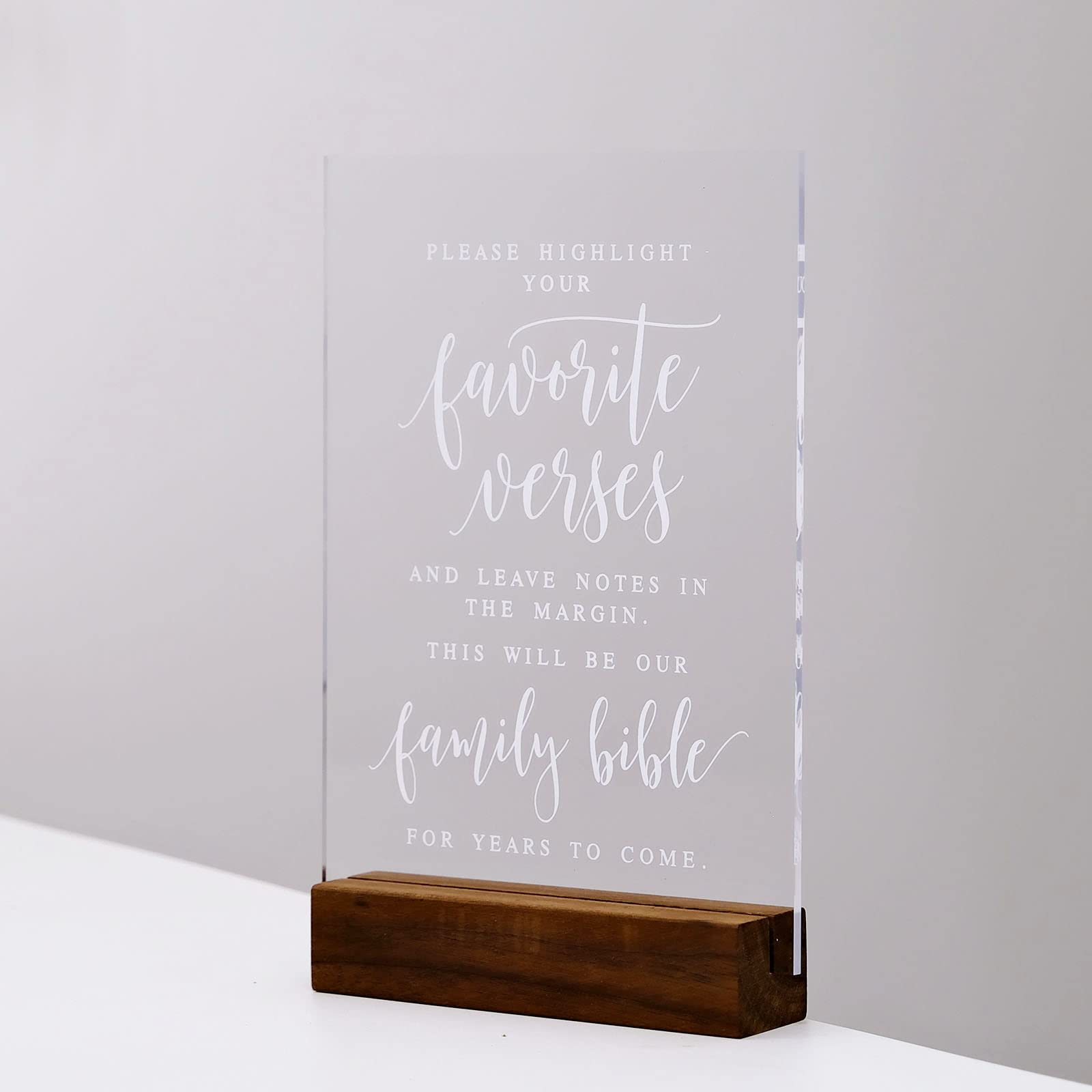 5x7 Acrylic Wedding Guestbook Sign with Wood Stand - Bible Sign for Reception & Party Decor