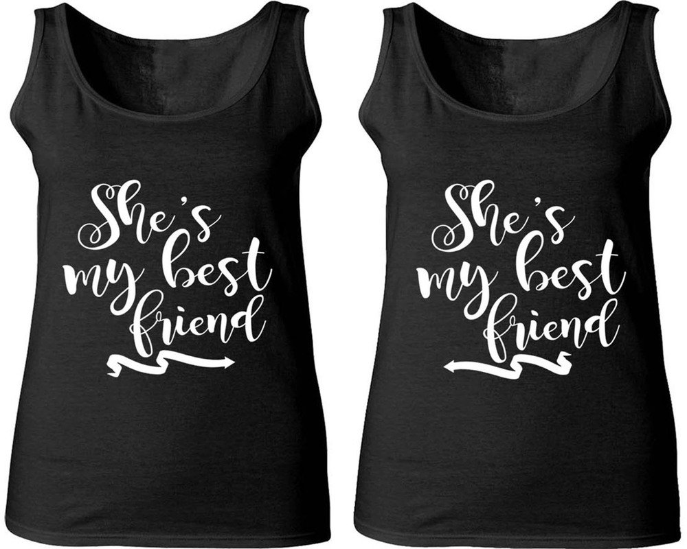 Best Friend Matching Tank Tops for Couples - She is My BFF Cute Women's T-Shirts - Perfect for Girls Night Out, Birthday Gifts & Friendship Day