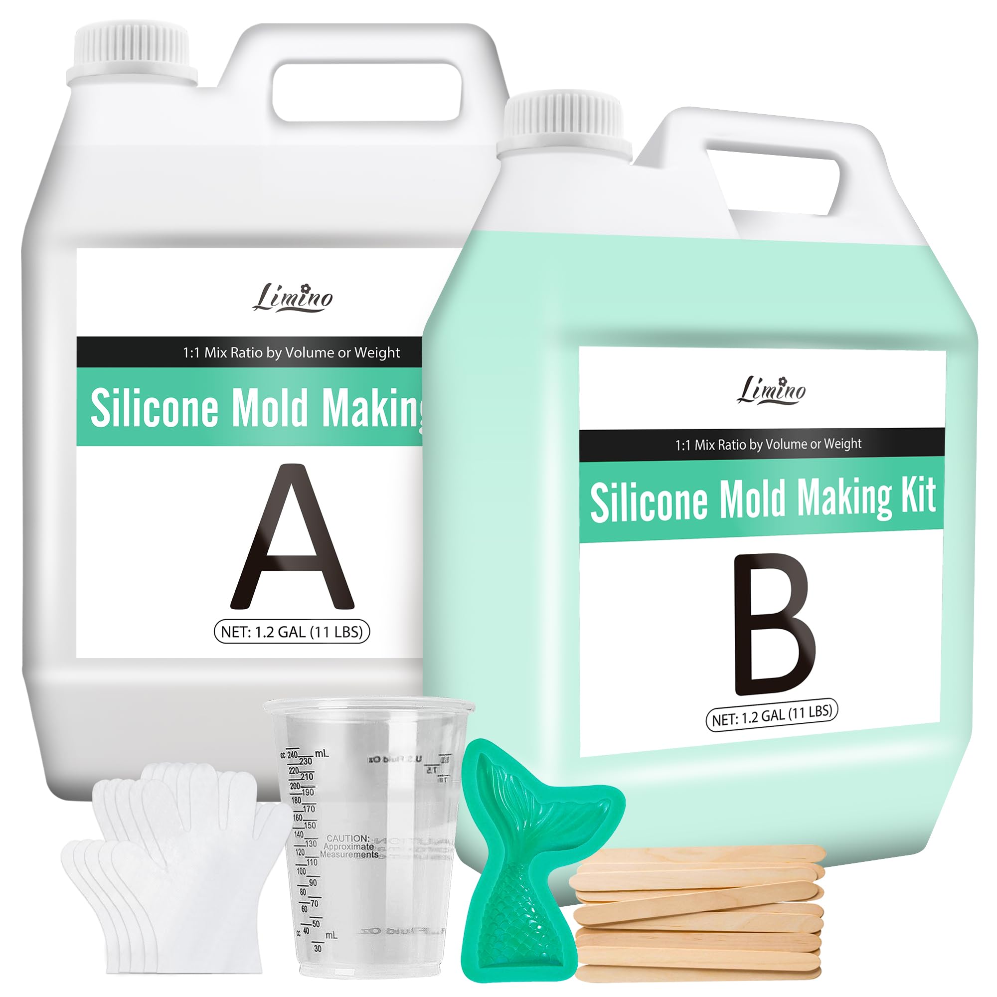 Premium 2.4 Gallon 15A Liquid Silicone Rubber for Mold Making - Fast Curing 1:1 Mix Ratio Silicone Kit for Resin, Candle & Soap Molds - DIY Craft Supplies for Home Decor, Jewelry Making and Art Projects