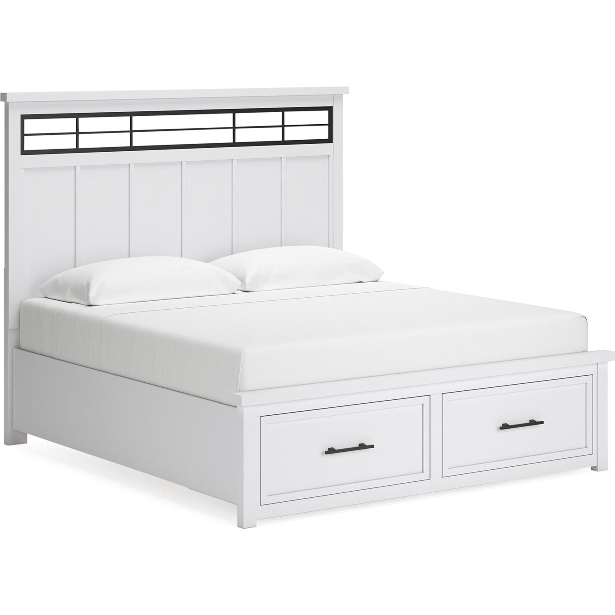 Ashbryn King Size Storage Bed Frame - White & Natural Finish for Modern Bedroom Organization