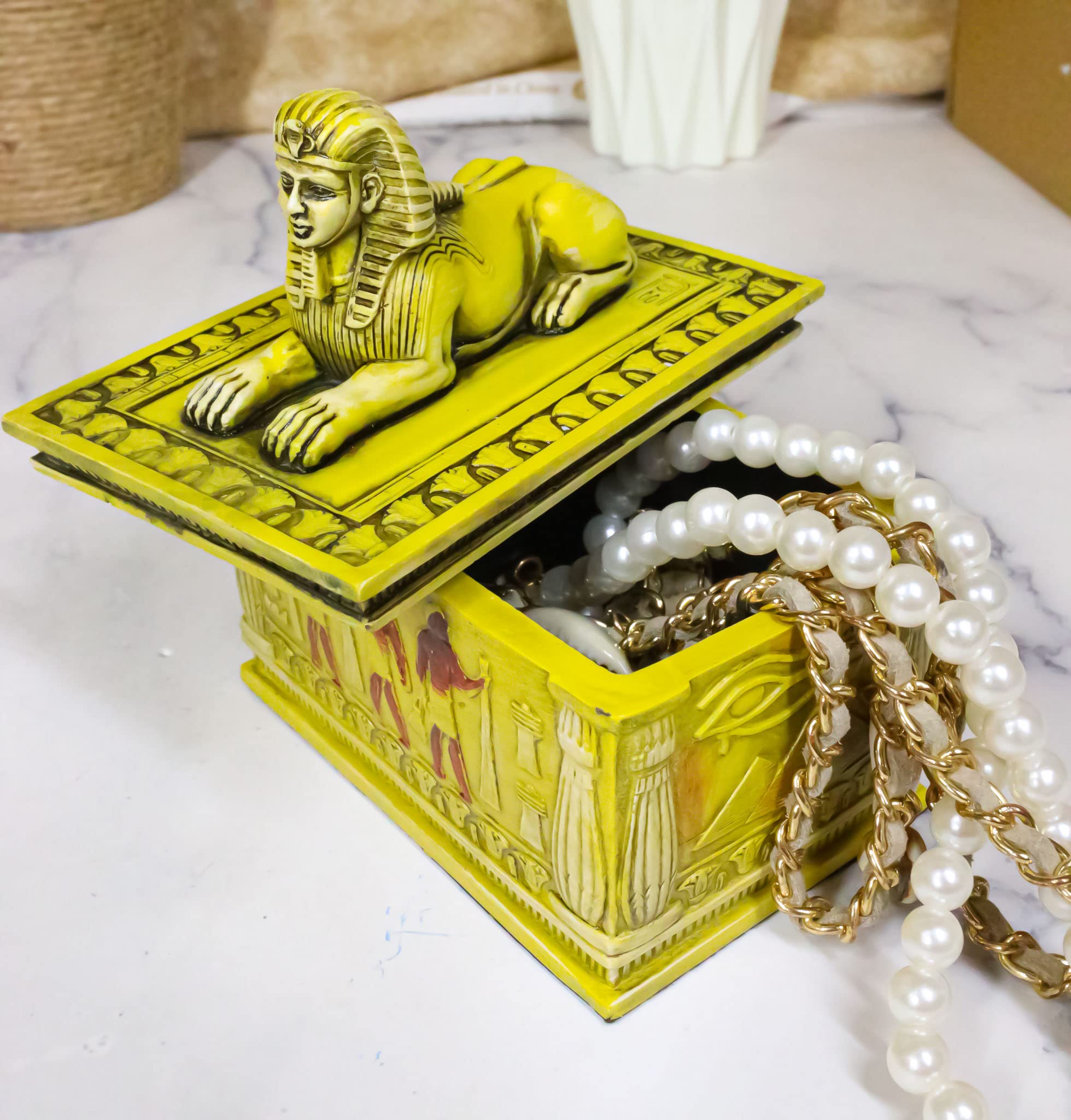 Ebros Egyptian Guardian Sphinx Jewelry Box - 4.25