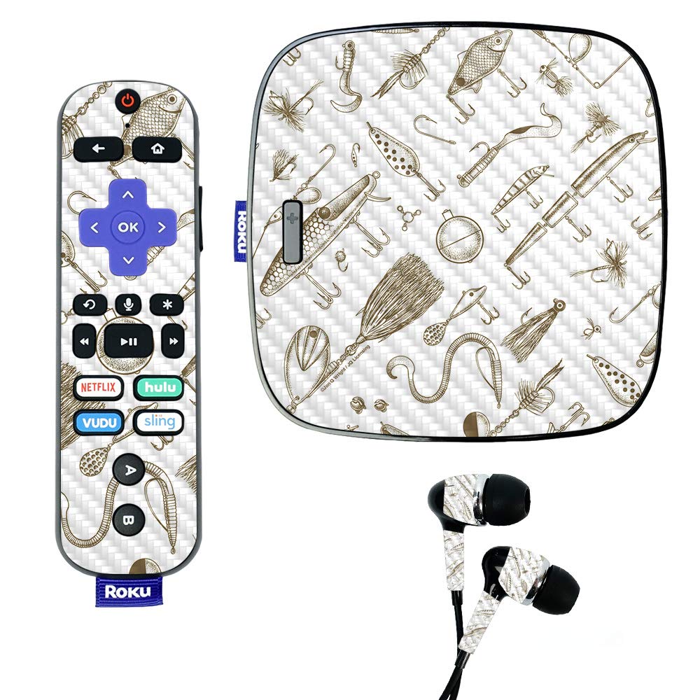 MightySkins Carbon Fiber Skin for Roku Ultra - Retro Lures Design | Protective Durable Textured Vinyl Wrap | Easy to Apply & Remove | Made in USA | Perfect for Home Theater & Gaming Setup