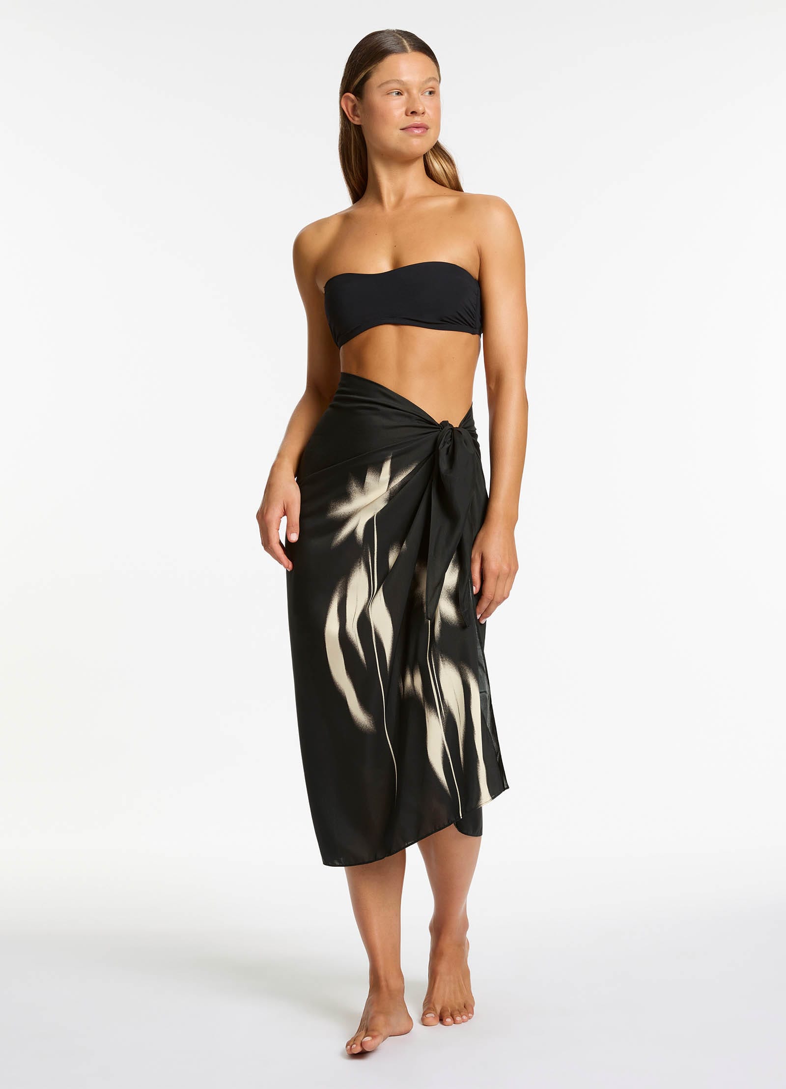 Elora Black Sarong Wrap - Stylish Beach Cover Up for Women, Perfect for Pool, Vacation & Summer Outfits