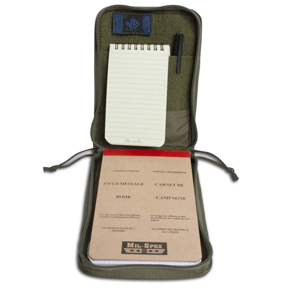Tactical Notebook Cover for Canadian Field Message Pad | Durable Military Organizer with Utility Strap | Fits 6.75