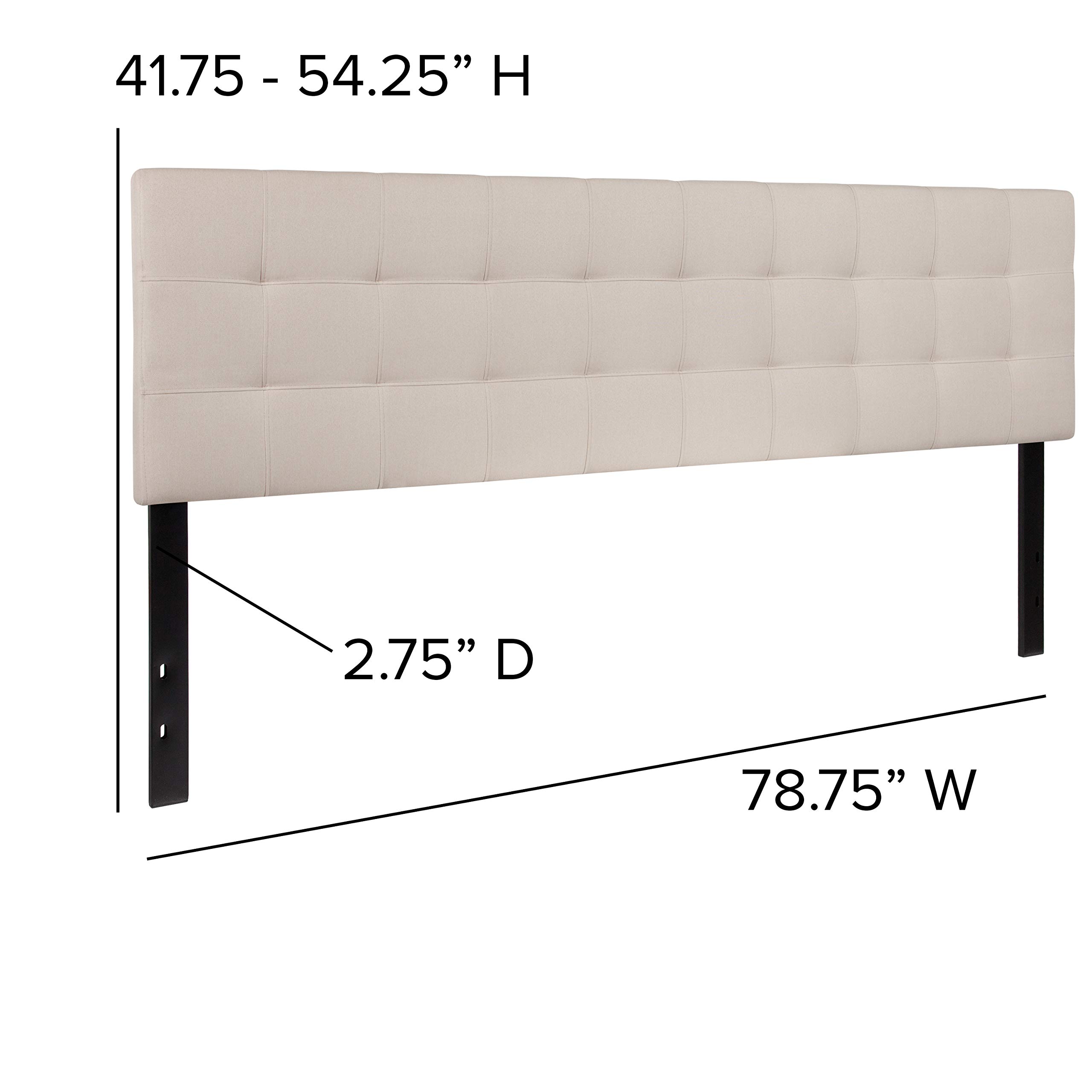 Flash Furniture Bedford Tufted Upholstered King Size Headboard - Beige Fabric Upholstery for Bedroom Decor & Luxury Master Suite Upgrade