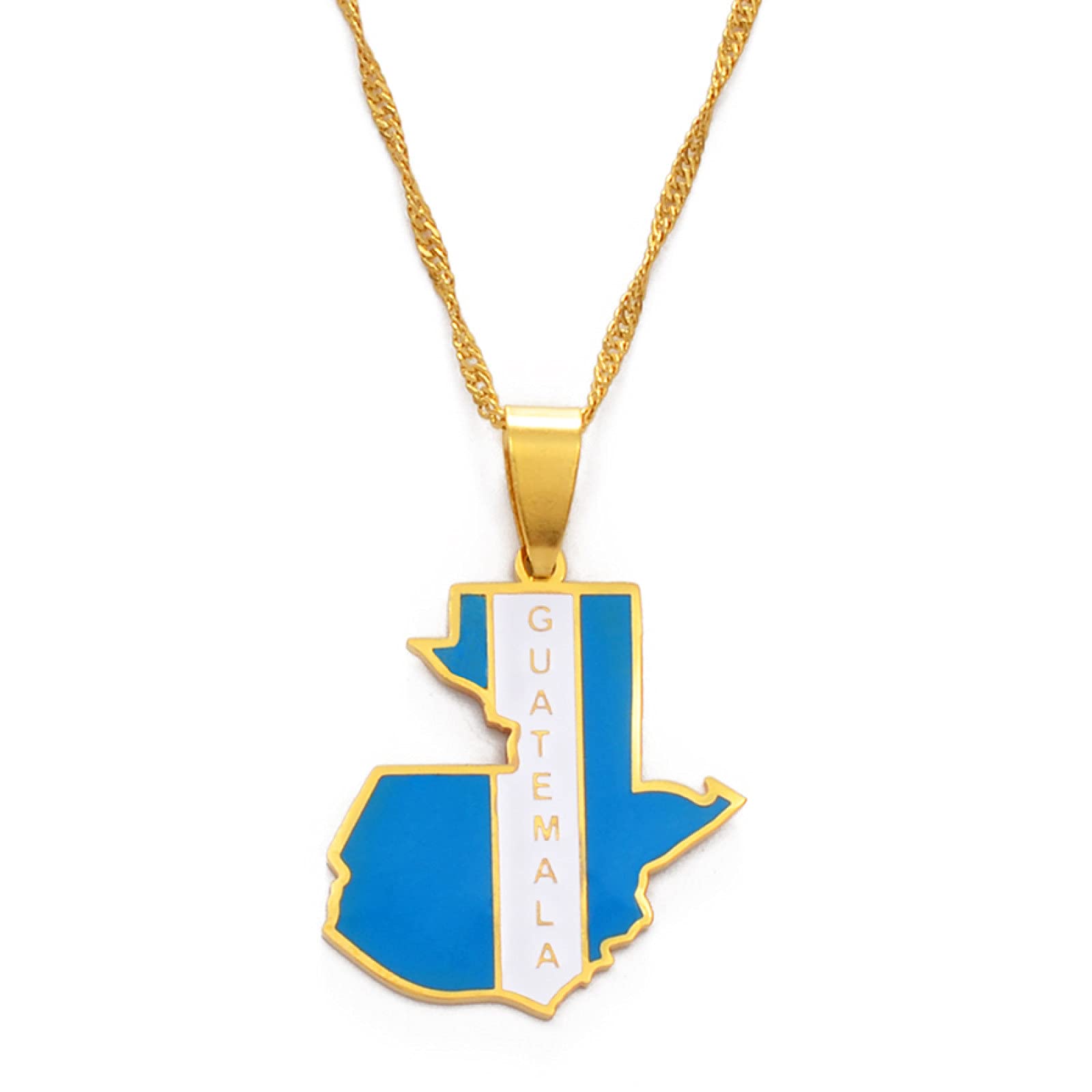 Guatemala Map Pendant Necklace - African Ethnic Flag Charm Thin Chain Jewelry in Gold, Patriotic Hip Hop Necklace for Women & Men | Perfect for Parties, Travel & Cultural Gifts