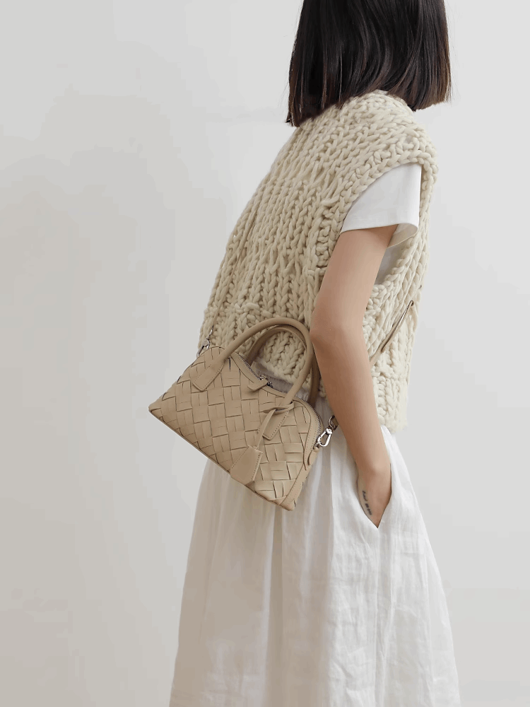 Stylish Woven Convertible Leather Handbag for Women - Crossbody, Shoulder & Tote Bag - Perfect for Work, Travel & Everyday Use