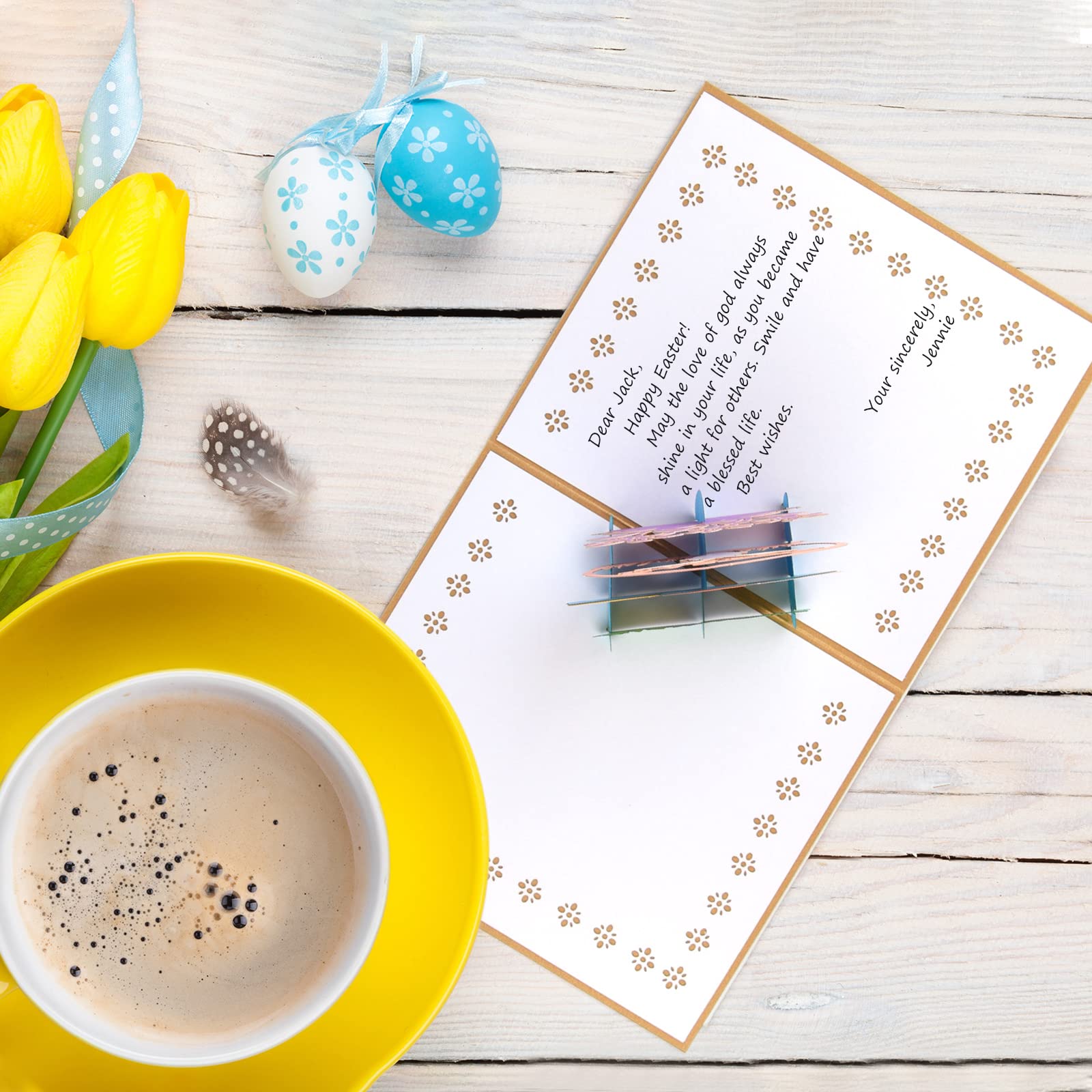 ELECLAND 4-Piece 3D Easter Pop Up Greeting Cards Set - Bunny, Eggs & Flower Basket Design for Kids, Friends & Family | Perfect for Easter Celebrations, Gift Giving & Holiday Decorations