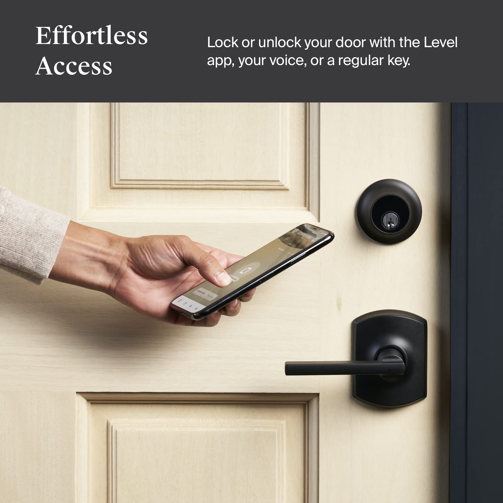 Level Lock Smart Lock - World's Smallest Smart Lock for Home Security - iOS & Android App Control - Apple HomeKit Compatible (Matte Black) - Perfect for Smart Homes, Apartments & Vacation Rentals