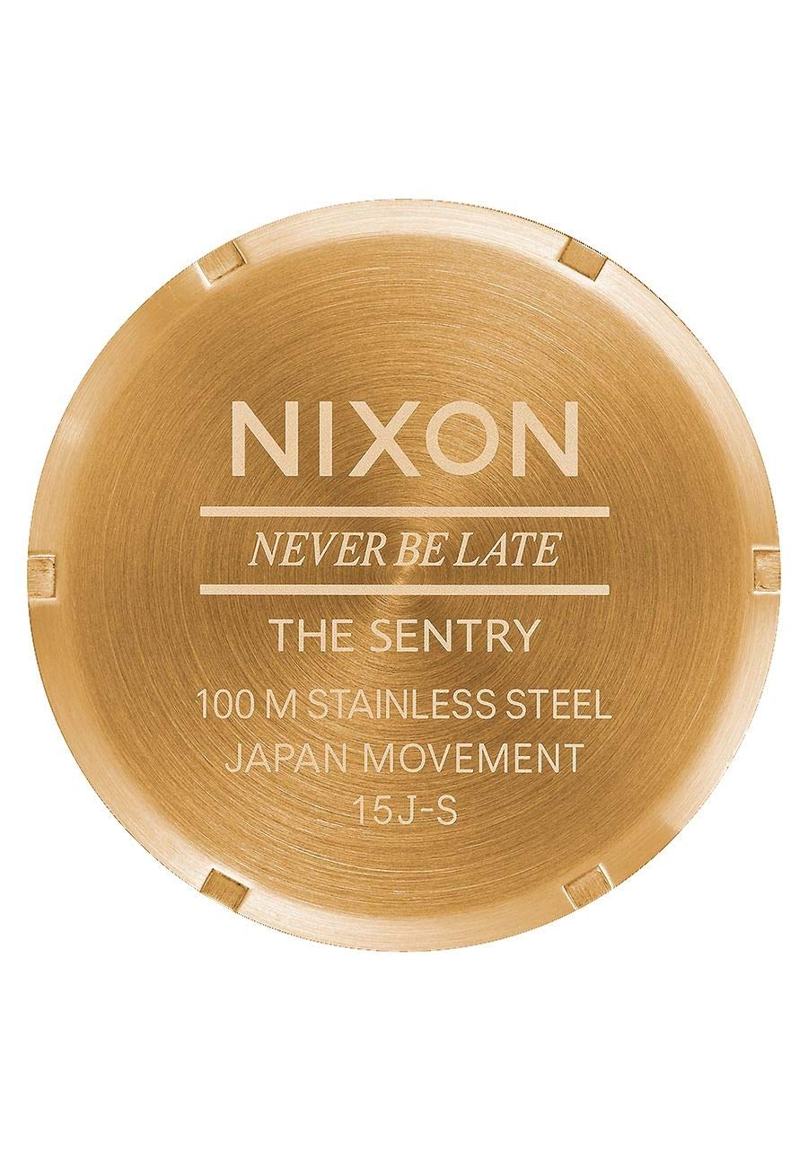 Nixon Men's A105 Sentry 42mm Stainless Steel Leather Quartz Watch - Water Resistant, Date Display - Perfect for Business, Casual Wear & Outdoor Activities