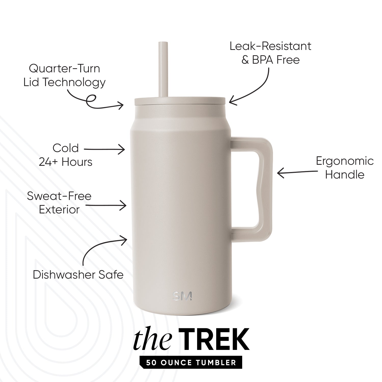 Trek 50Oz Stainless Steel Tumbler with Lid - Insulated Travel Mug for Hot & Cold Drinks - Perfect for Camping, Hiking, and Office Use